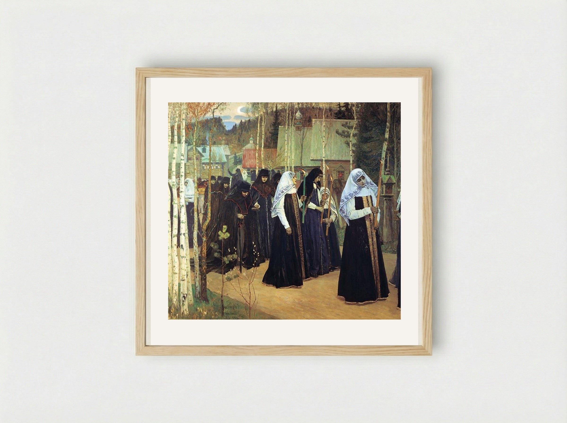 The Taking of the Veil - Mikhail Nesterov - Framed Print Wood