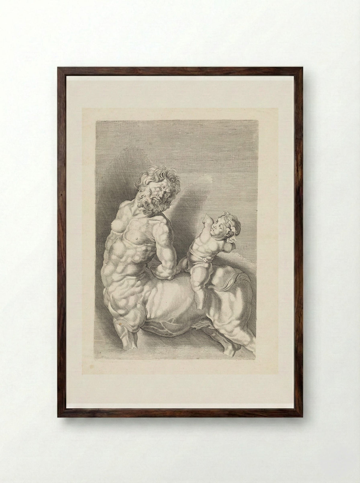 The Tamed Centaur - Paulus Pontius - Framed Print Dark Wood