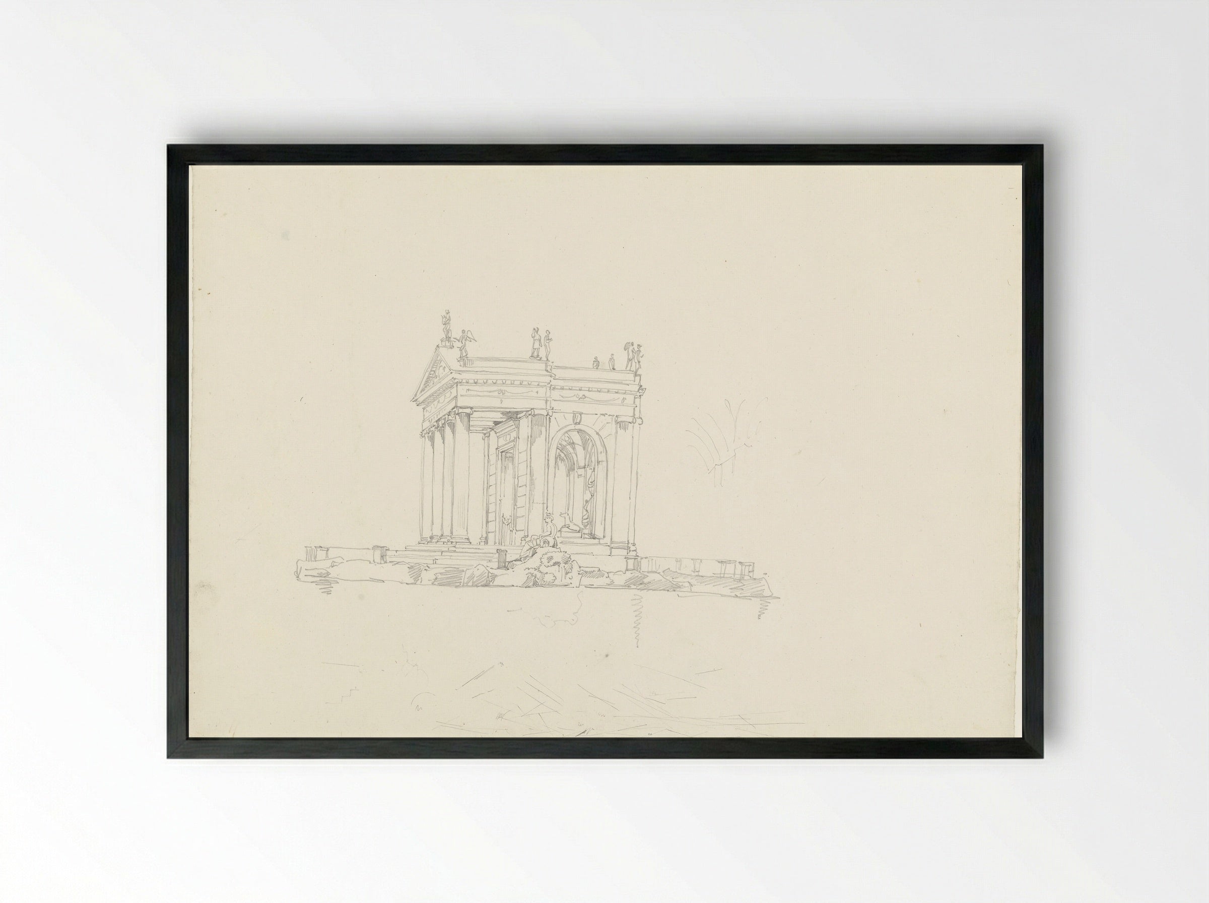 The Temple of Aesculapius in the Giardini Borghese - Hendrik Voogd - Framed Print Black