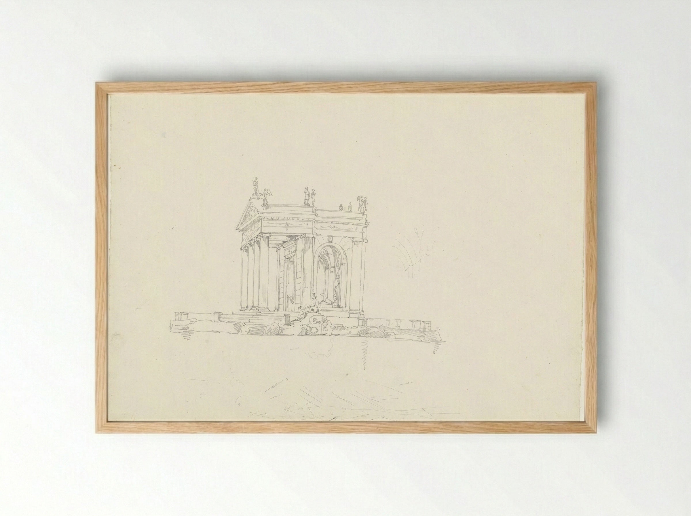 The Temple of Aesculapius in the Giardini Borghese - Hendrik Voogd - Framed Print Wood