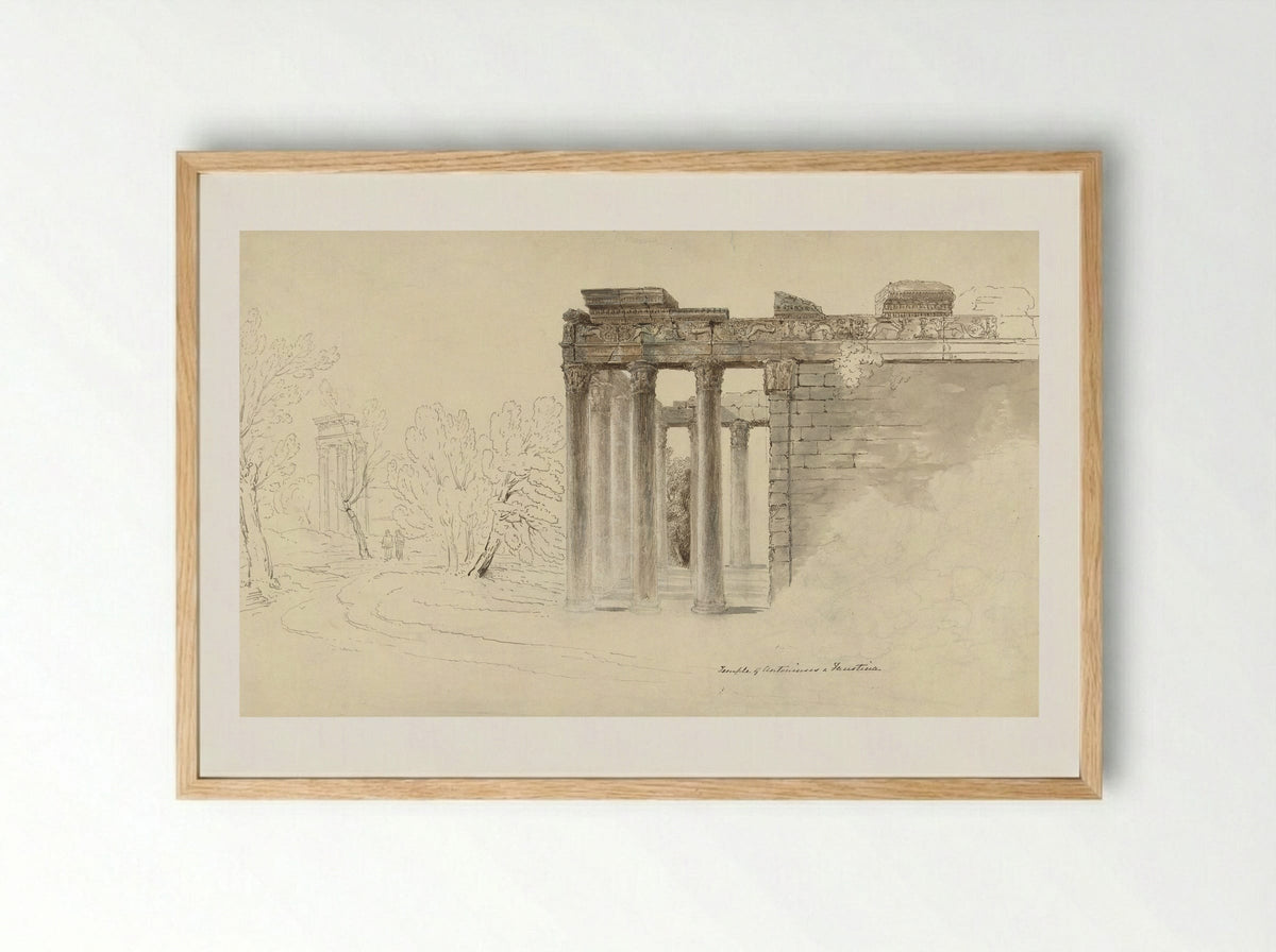 The Temple of Antoninus and Faustina, Rome - Hugh William Williams - Framed Print Wood