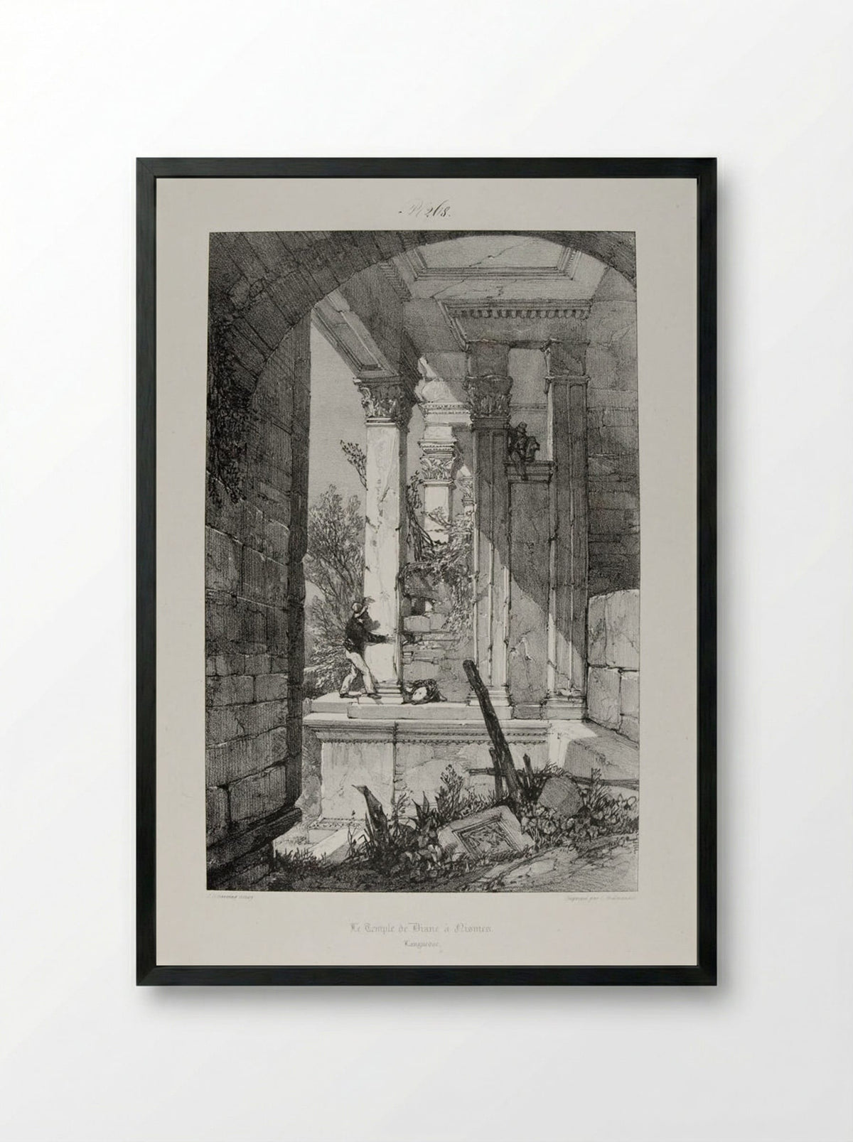 The Temple of Diana at Nîmes - James Duffield Harding - Framed Print Black