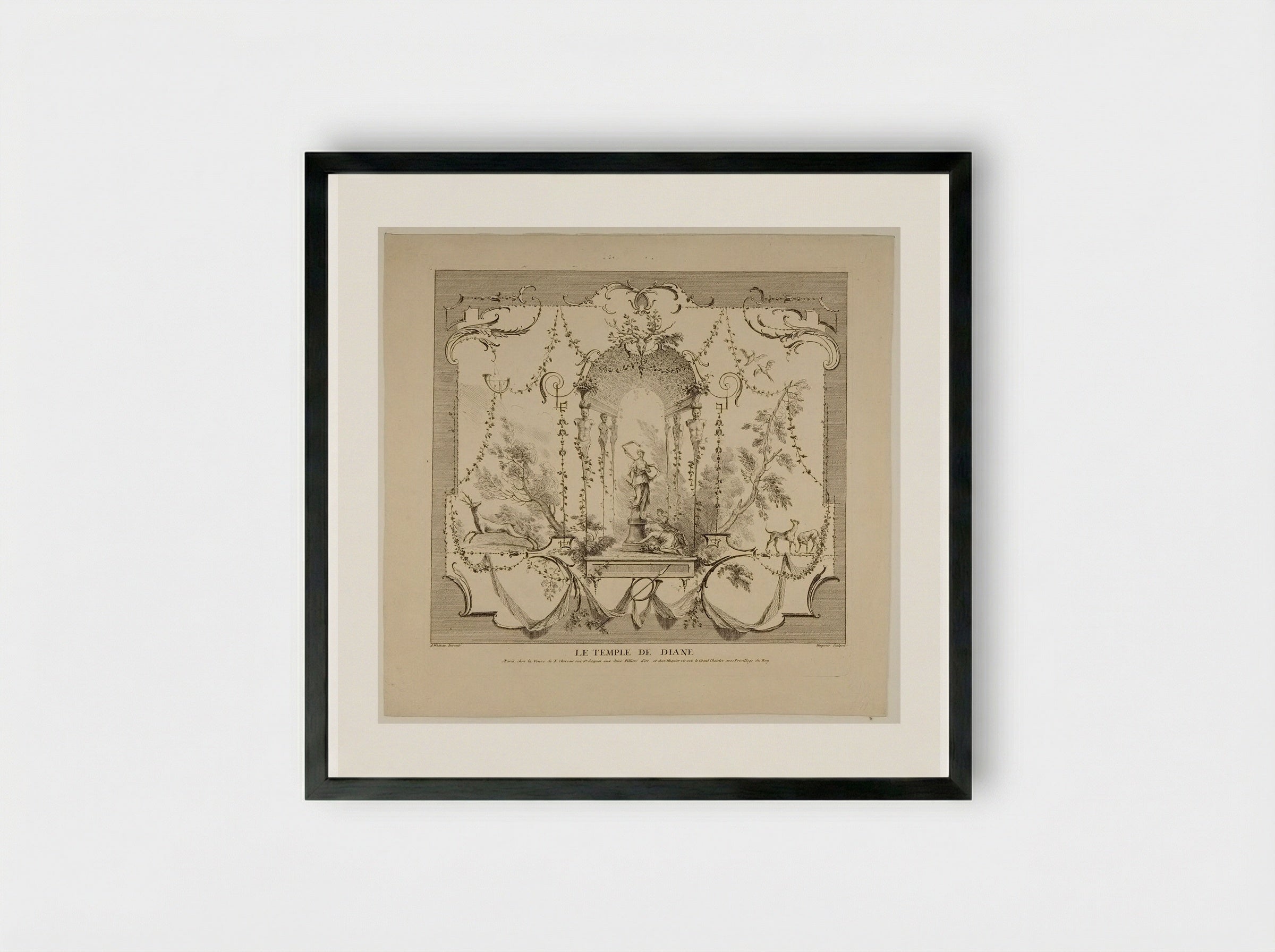 The Temple of Diane - Gabriel Huquier - Framed Print Black