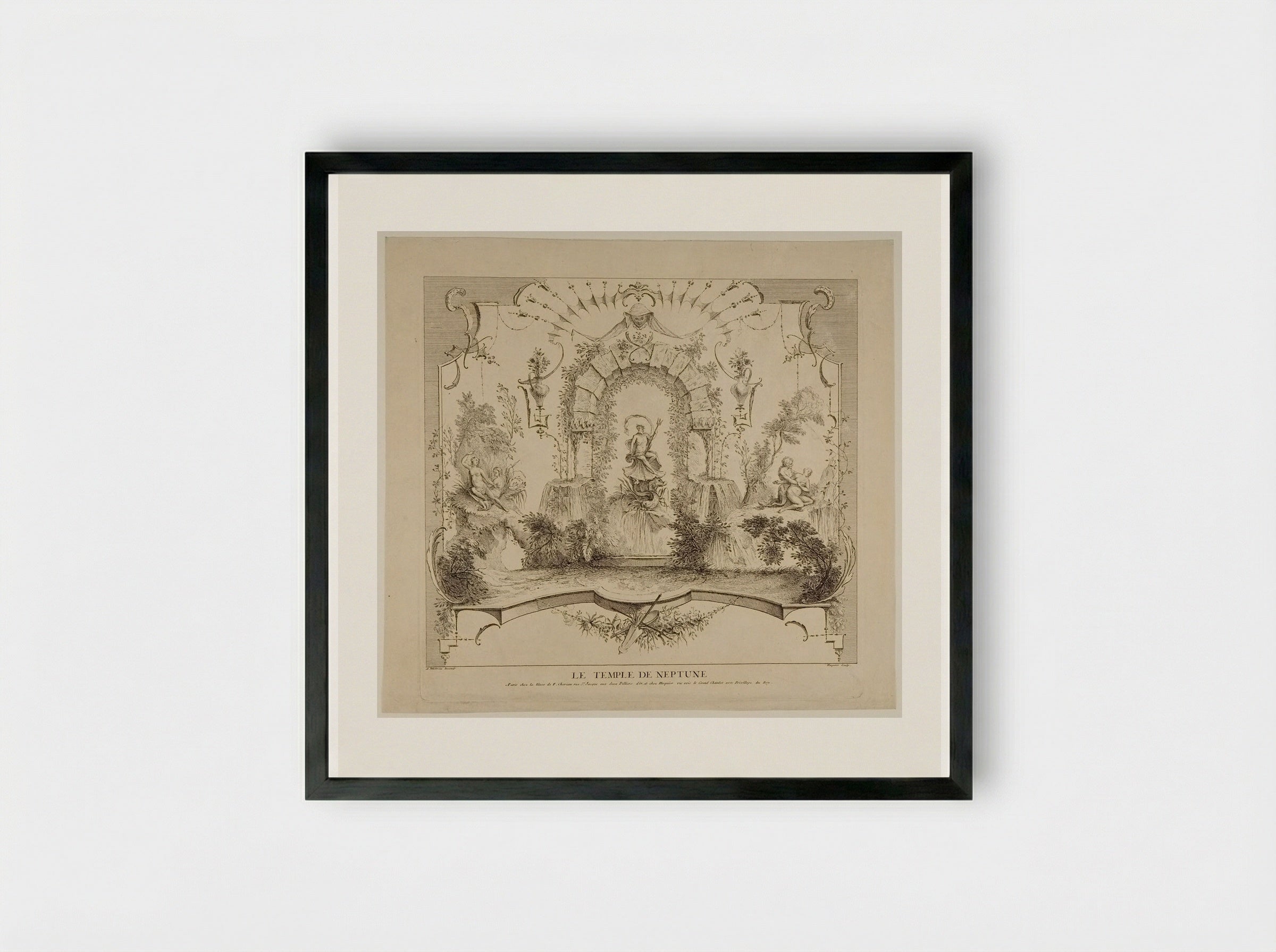 The Temple of Neptune - Gabriel Huquier - Framed Print Black
