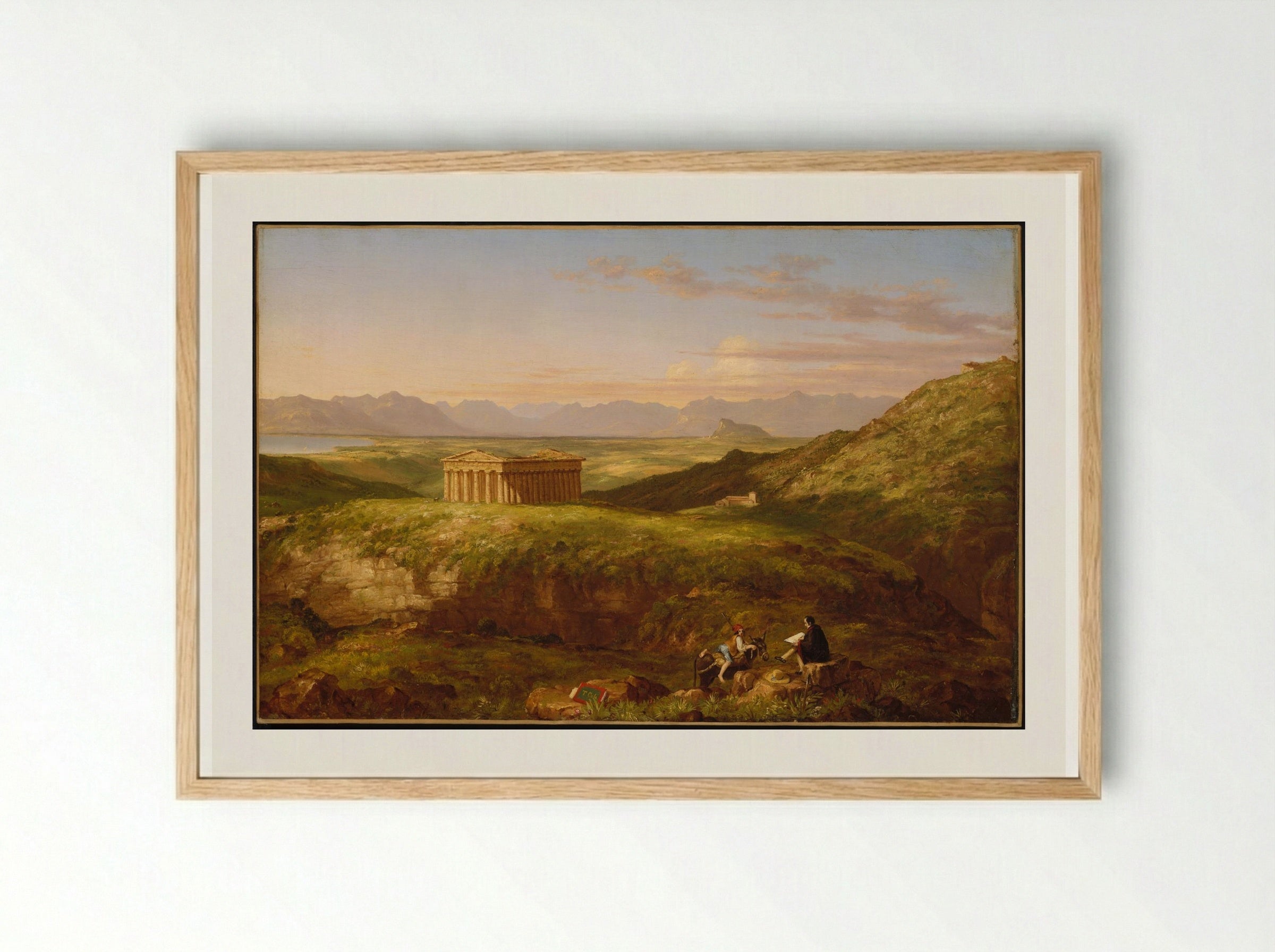 The Temple of Segesta with the Artist Sketching - Thomas Cole - Framed Print Wood