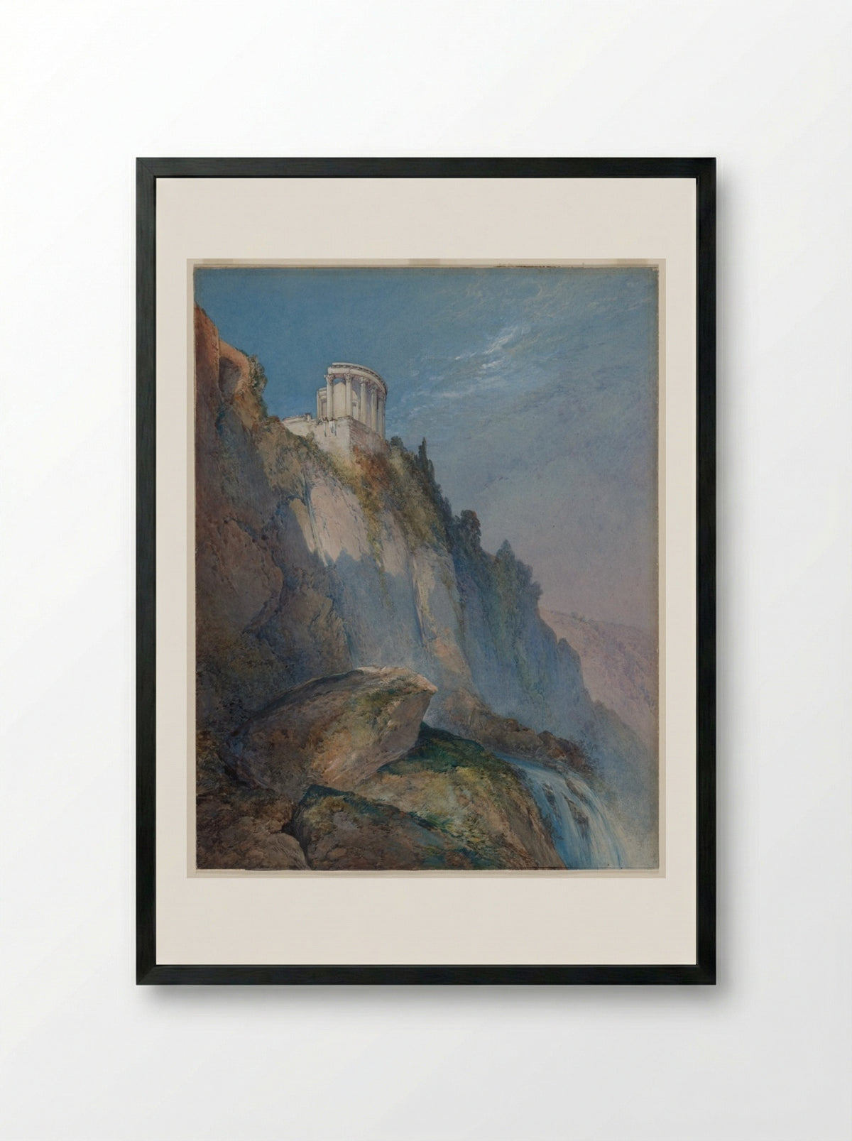 The Temple of Vesta and the Falls at Tivoli - William Callow - Framed Print Black