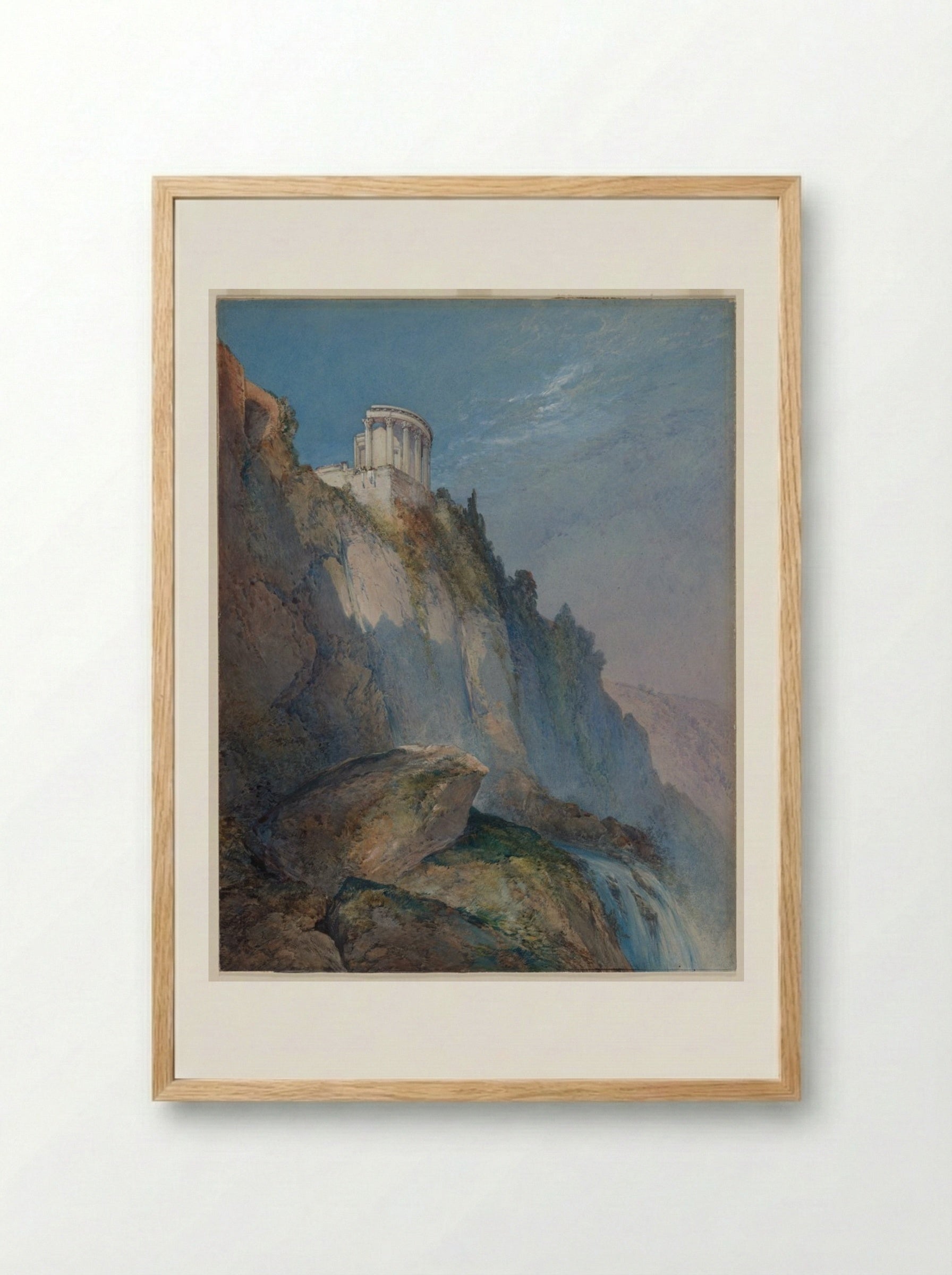 The Temple of Vesta and the Falls at Tivoli - William Callow - Framed Print Wood