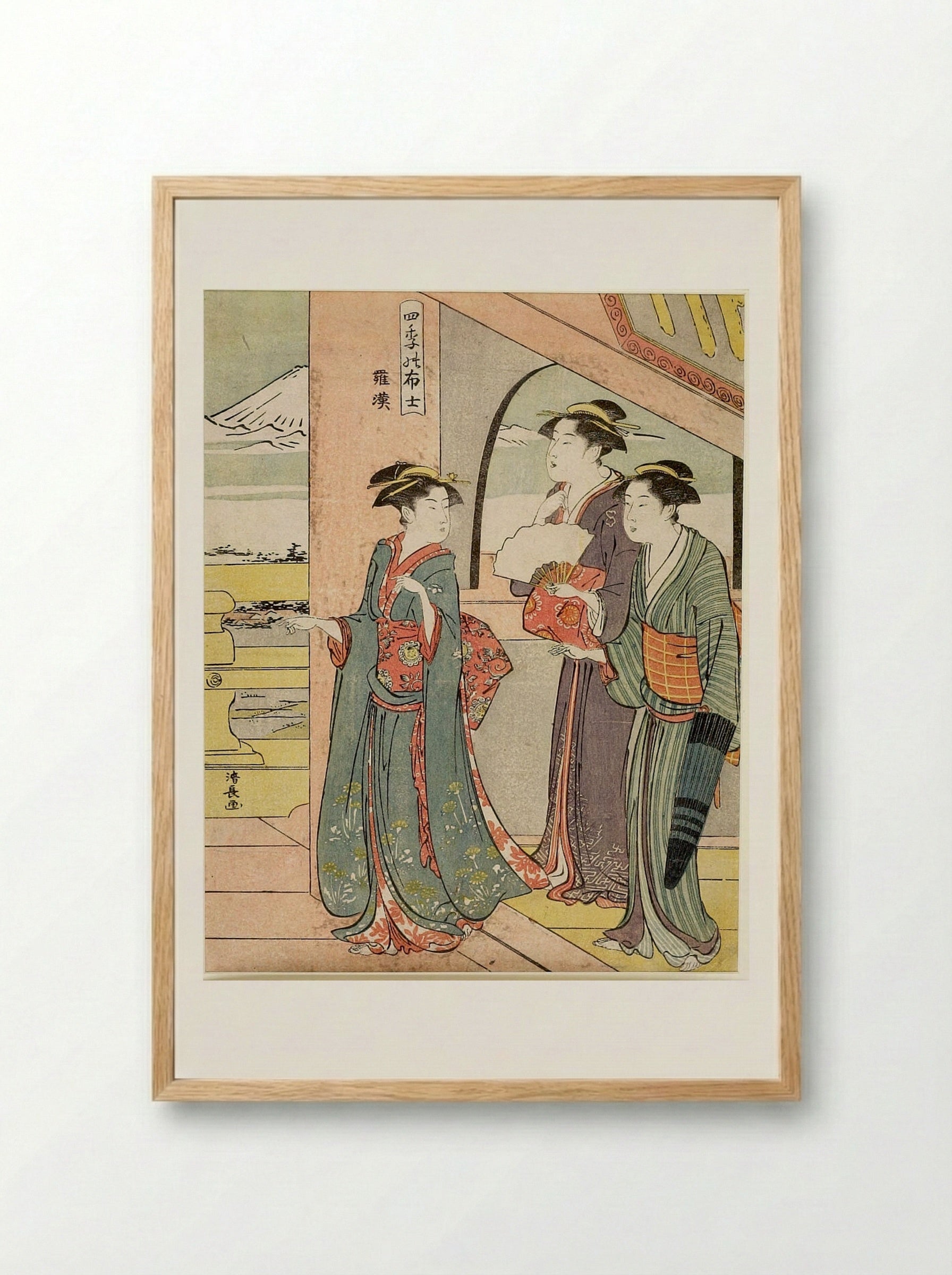 The Temple of the Five Hundred Arhats - Torii Kiyonaga - Framed Print Wood