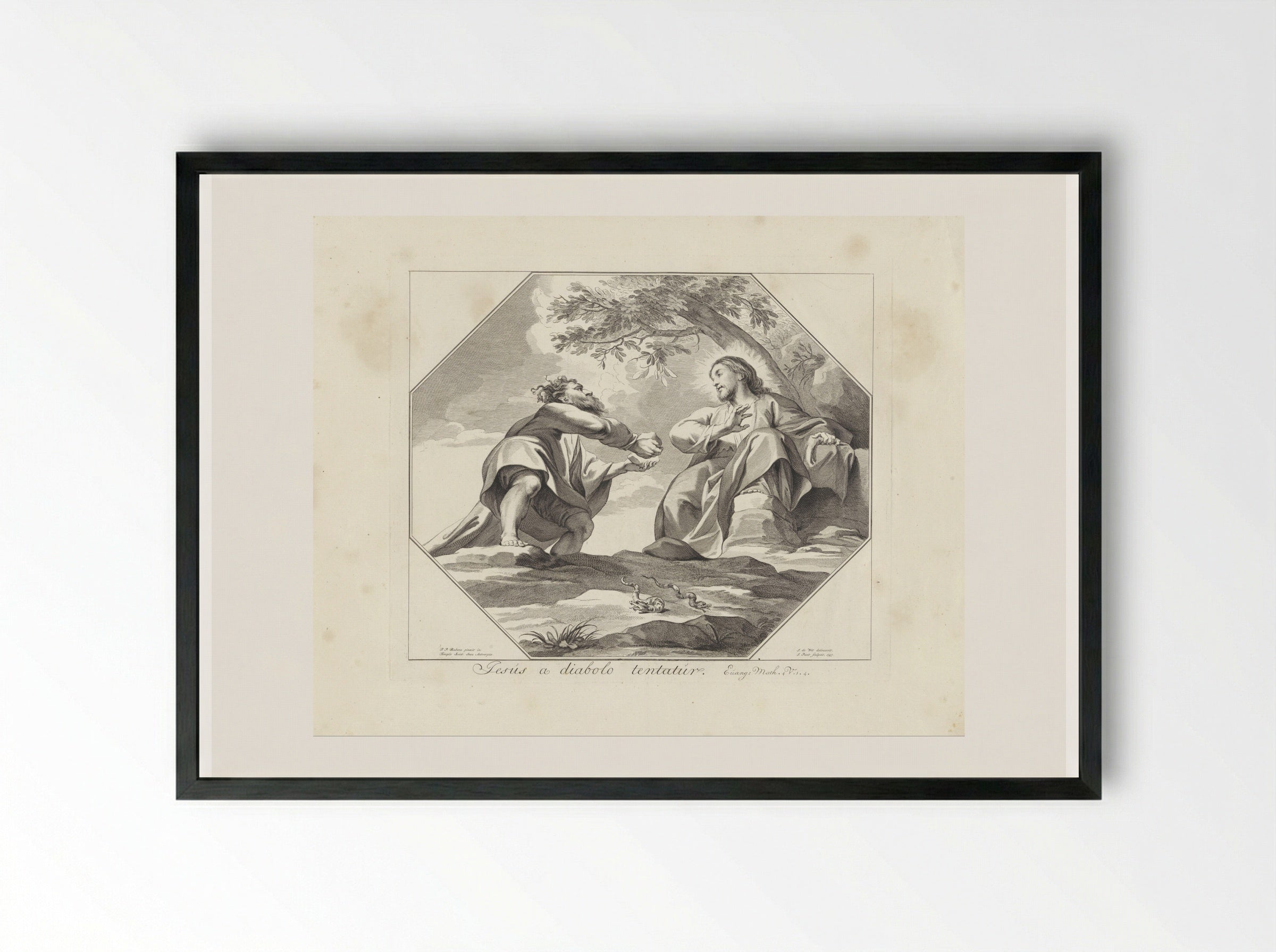 The Temptation of Christ - Jan Punt - Framed Print Black