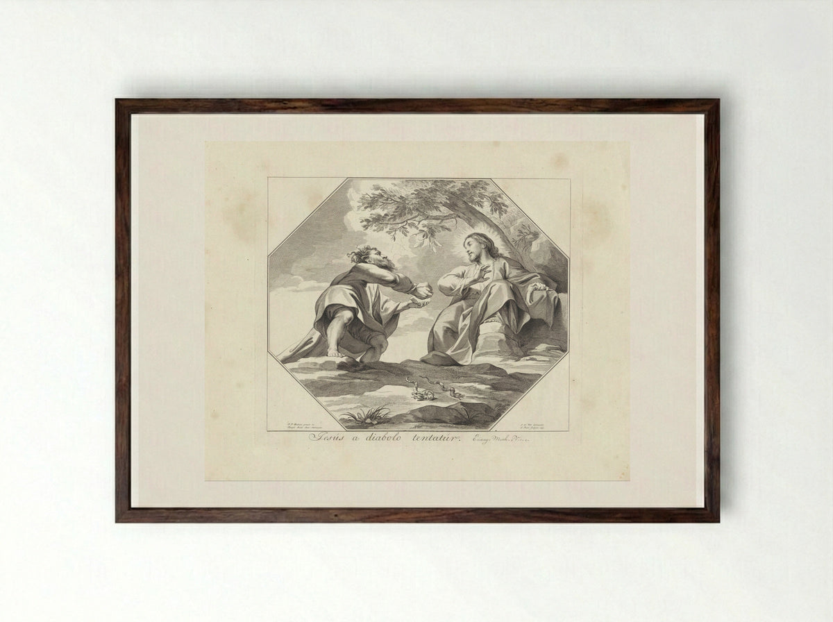 The Temptation of Christ - Jan Punt - Framed Print Dark Wood