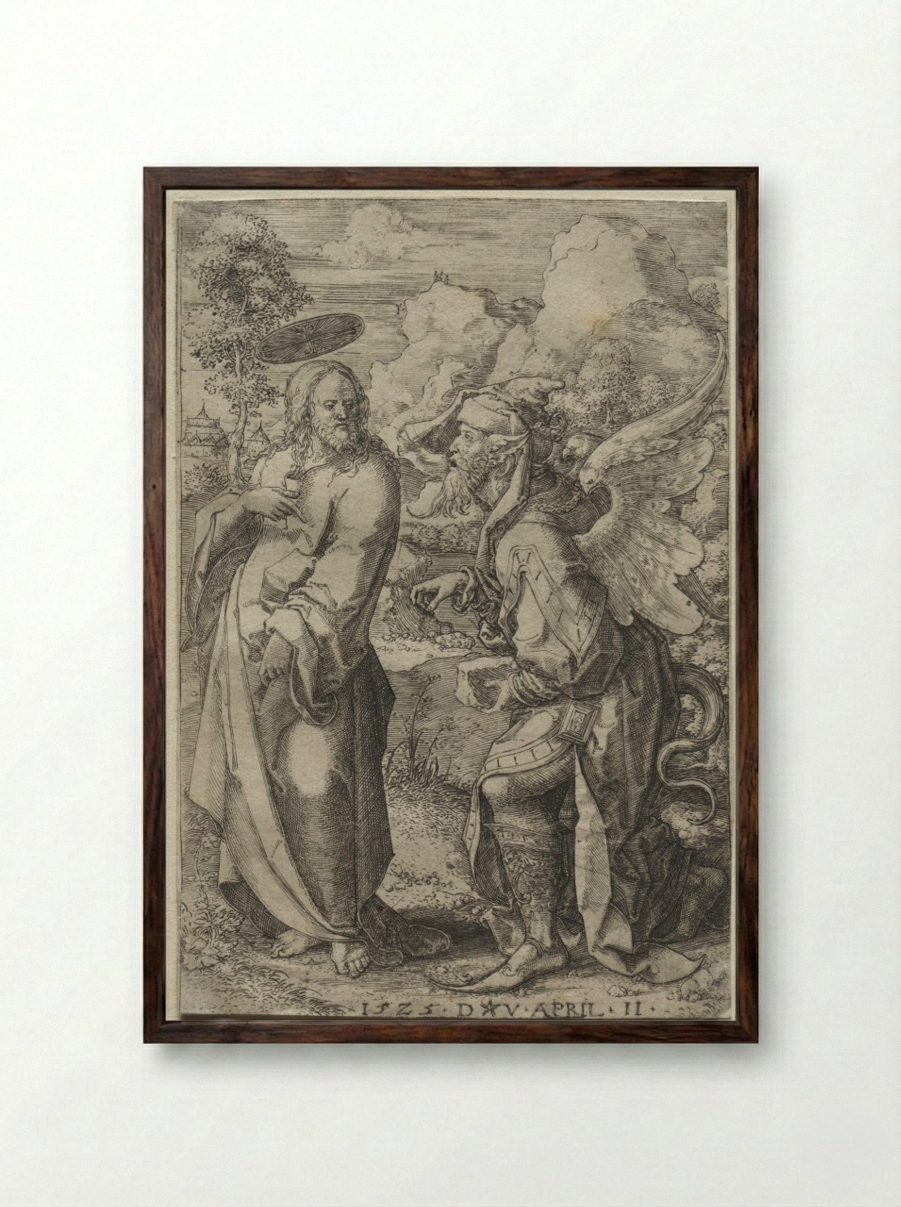 The Temptation of Christ - Dirk Vellert - Framed Print Dark Wood