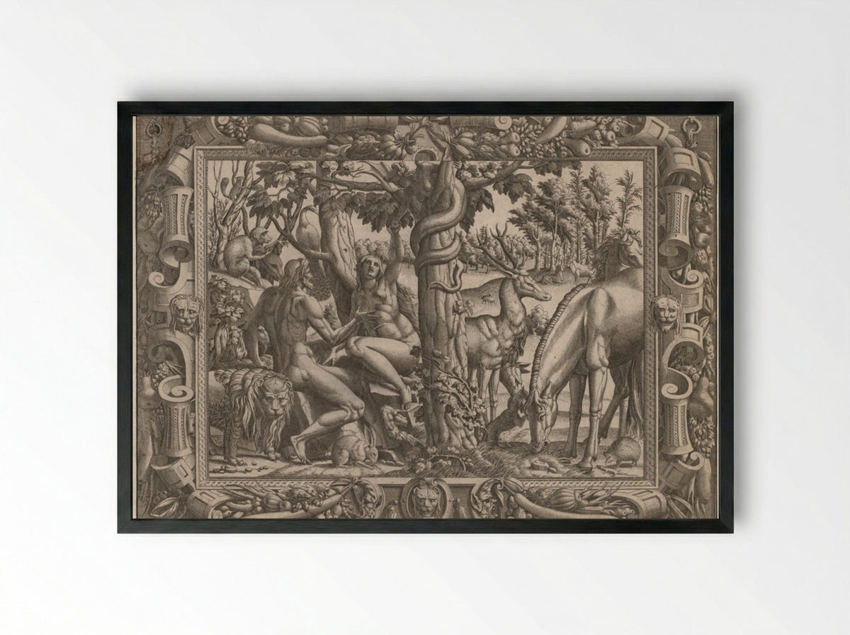 The Temptation of Eve - Jean Mignon - Framed Print Black