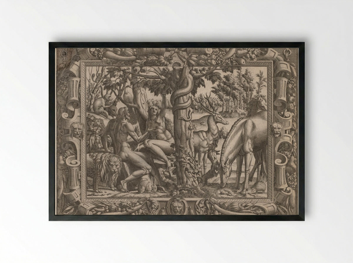 The Temptation of Eve - Jean Mignon - Framed Print Black