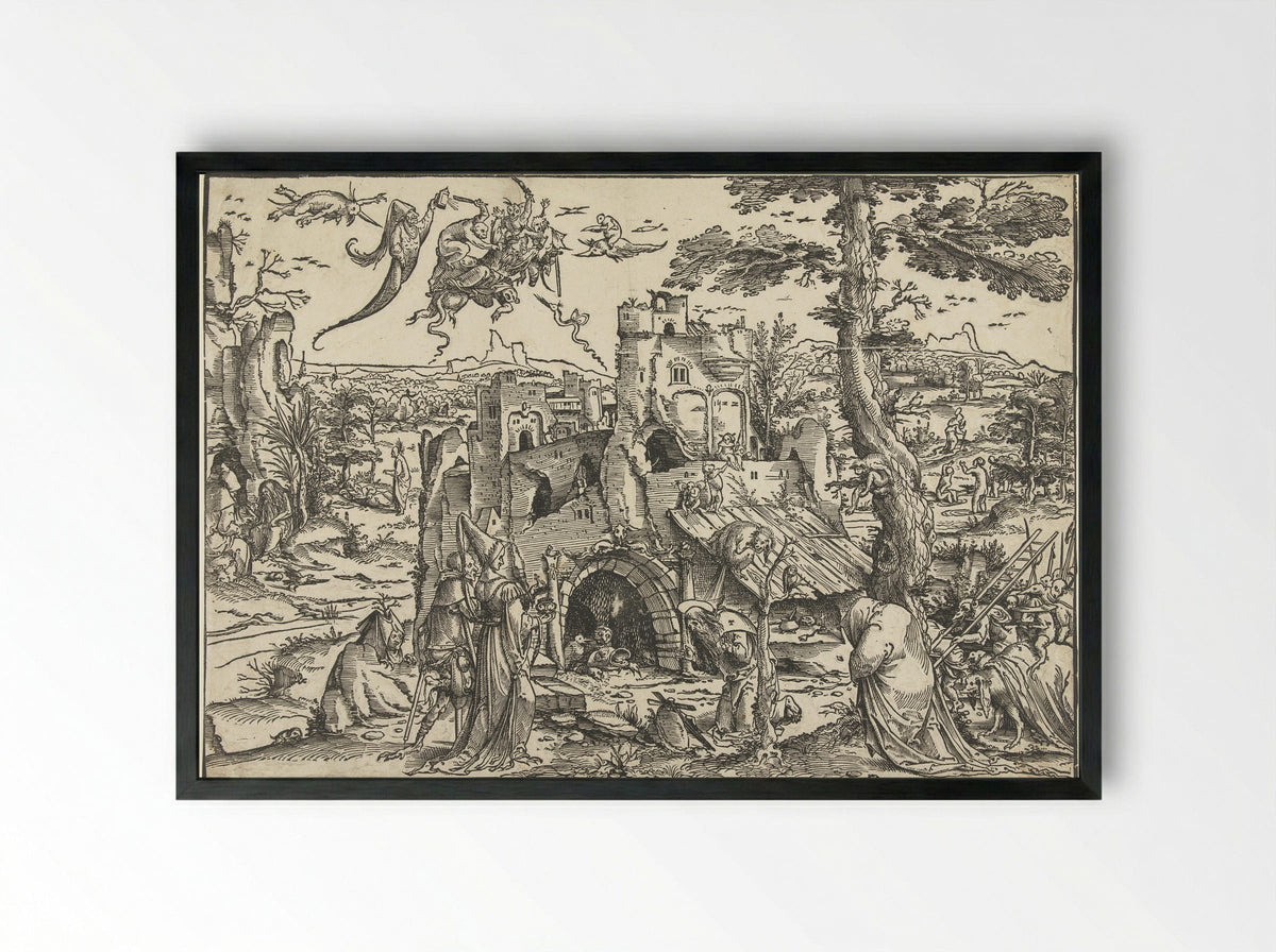 The Temptation of Saint Anthony - Jan Wellens de Cock - Framed Print Black