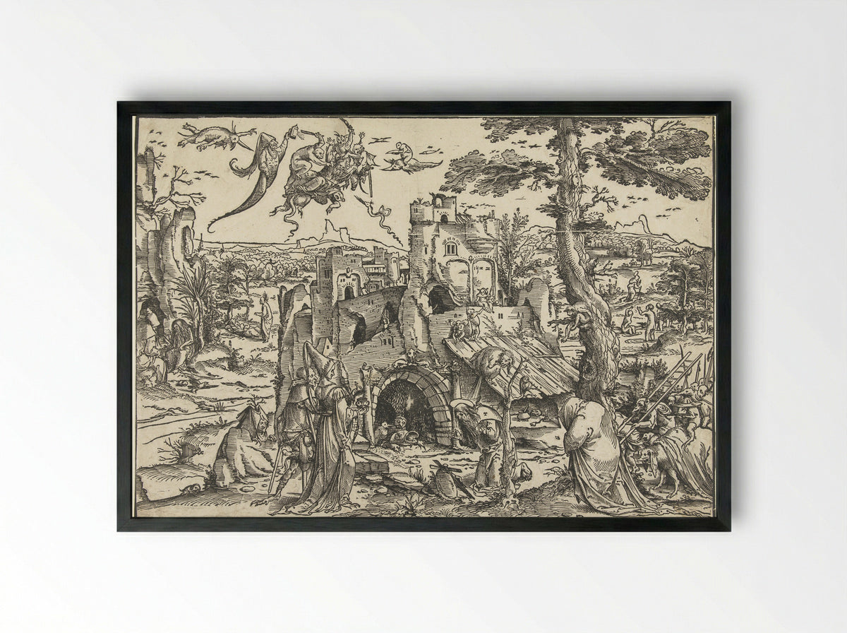 The Temptation of Saint Anthony - Jan Wellens de Cock - Framed Print Black