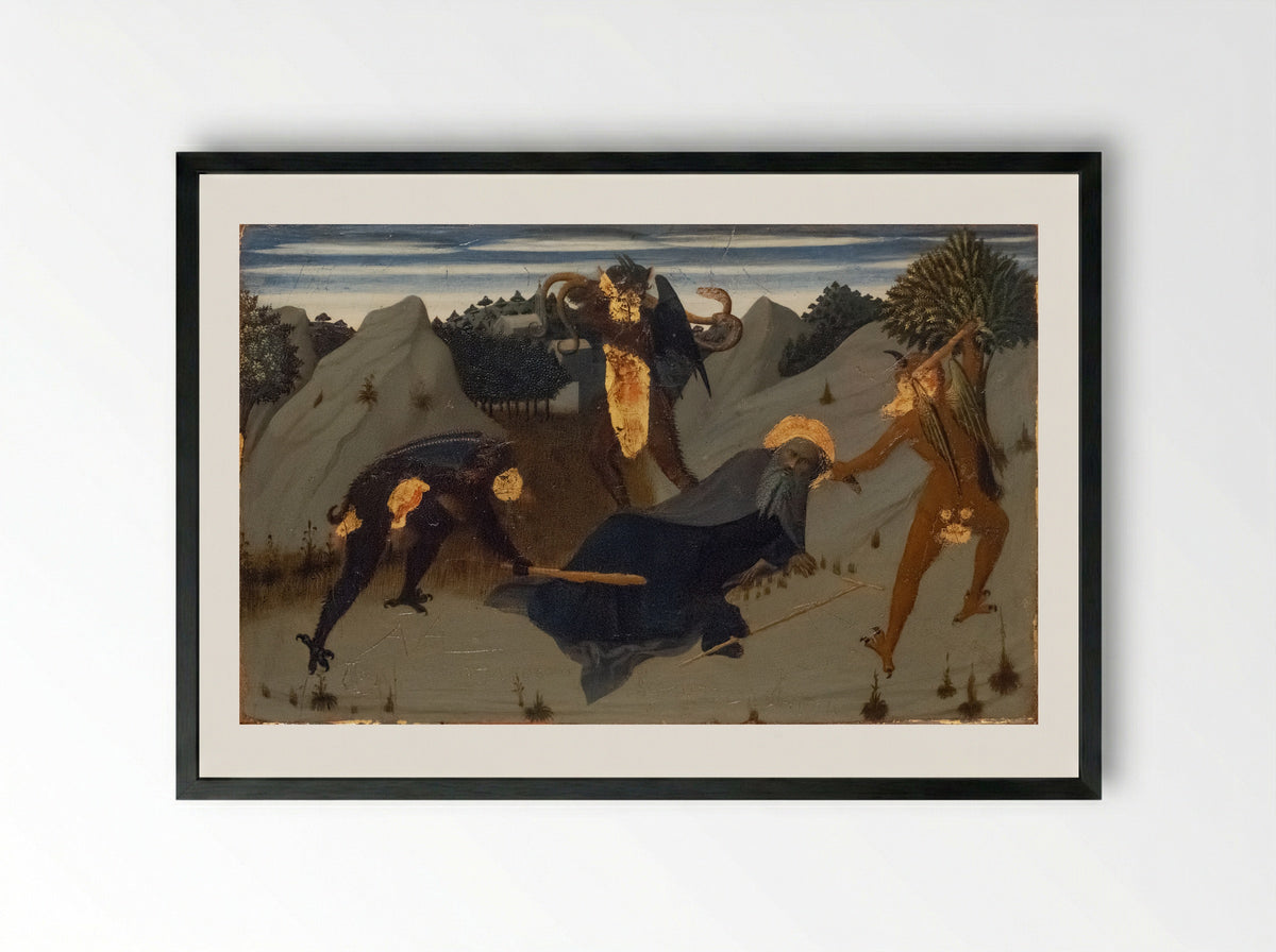 The Temptation of Saint Anthony - Sassetta (Stefano di Giovanni) - Framed Print Black