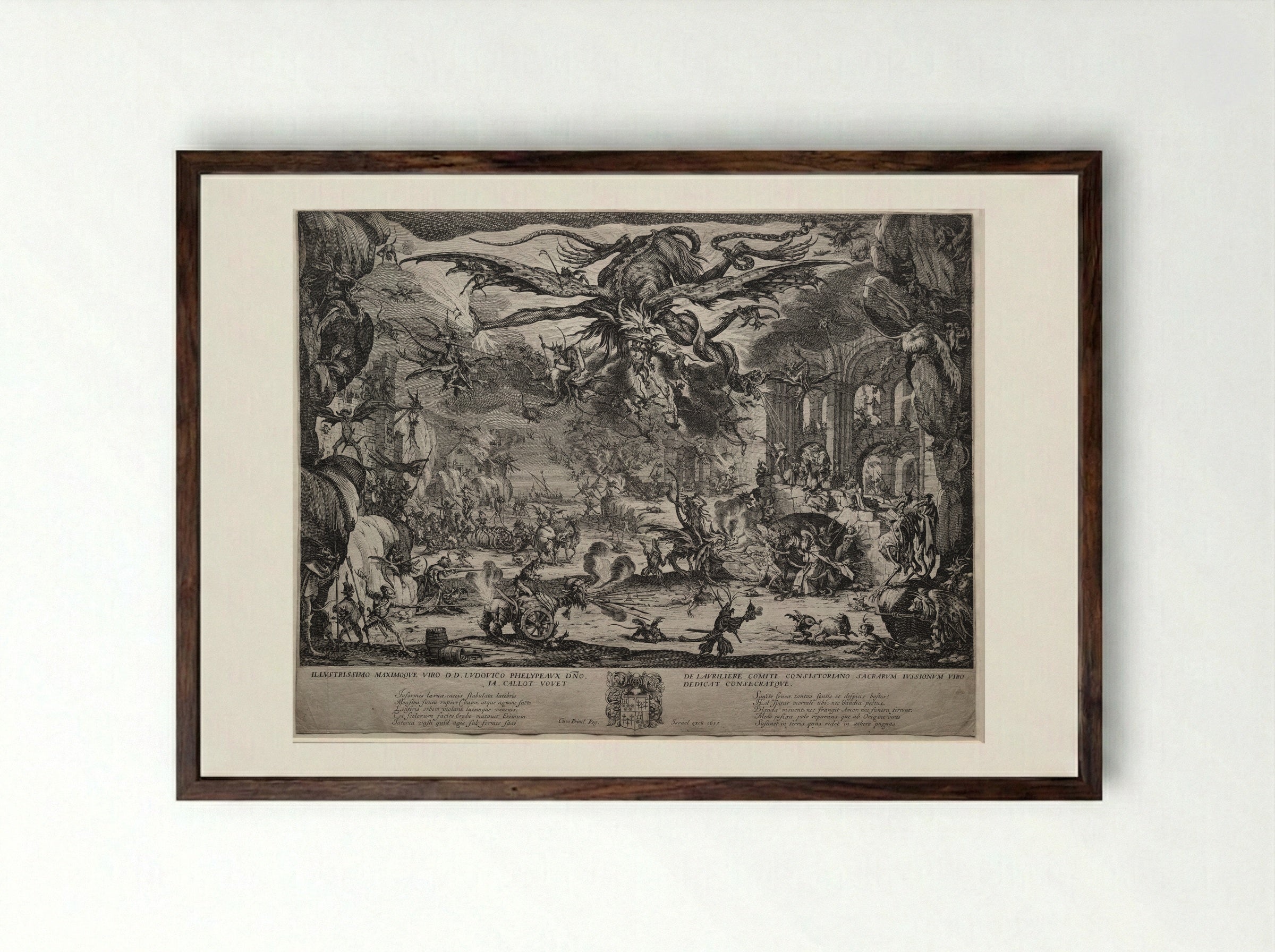 The Temptation of Saint Anthony - Jacques Callot - Framed Print Dark Wood
