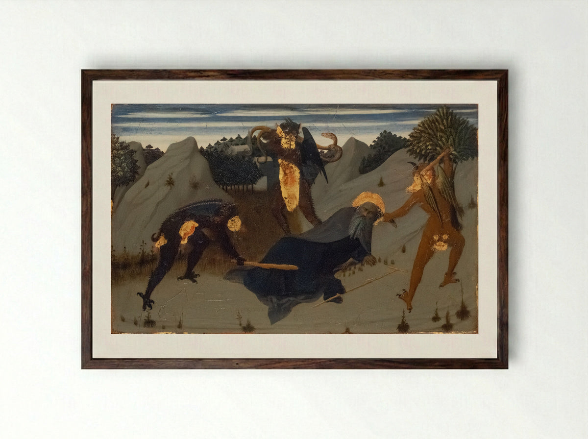 The Temptation of Saint Anthony - Sassetta (Stefano di Giovanni) - Framed Print Dark Wood