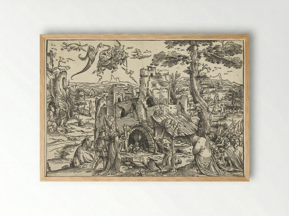 The Temptation of Saint Anthony - Jan Wellens de Cock - Framed Print Wood