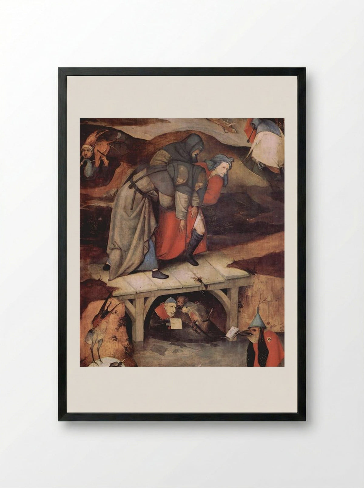 The Temptation of St. Anthony (detail) - Hieronymus Bosch - Framed Print Black