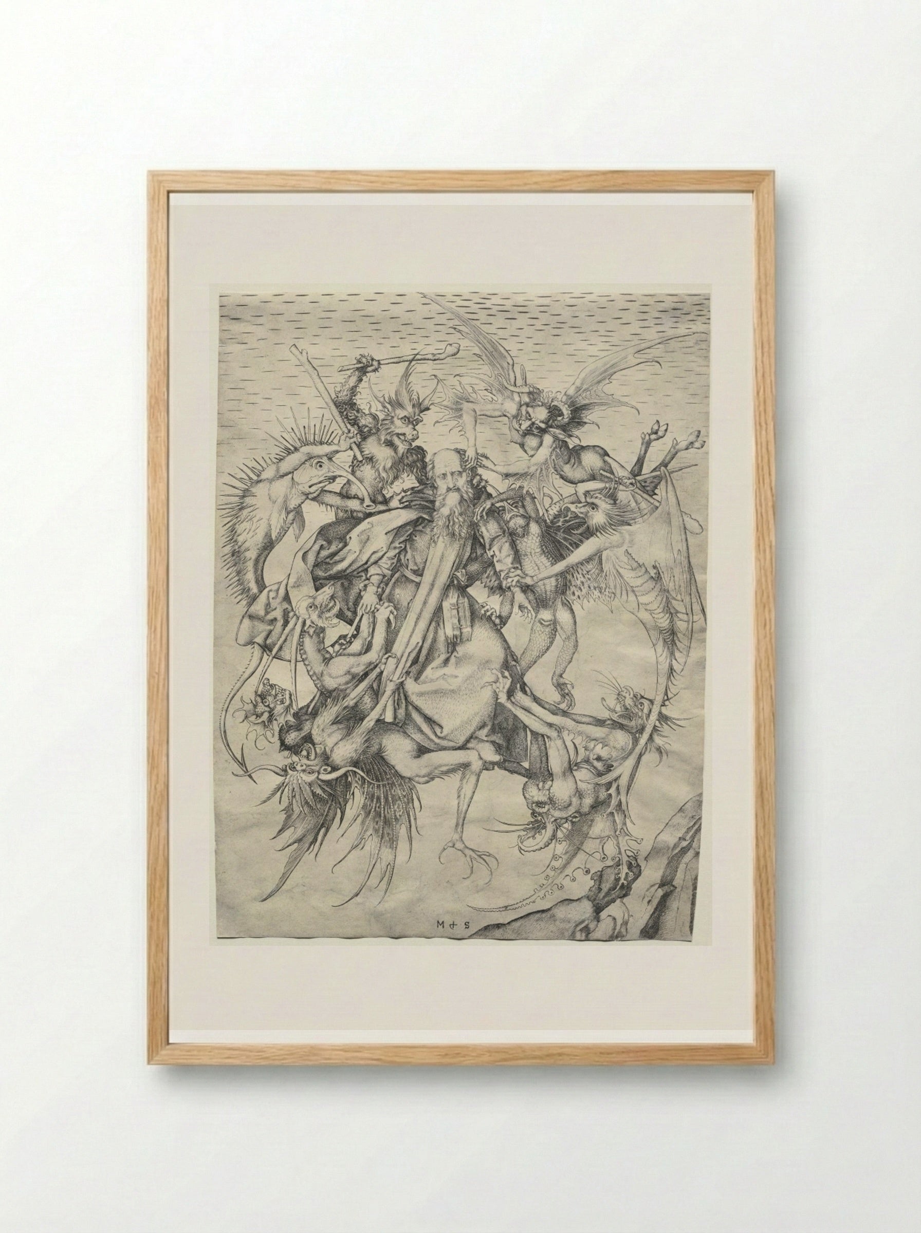 The Temptation of St. Anthony - Martin Schongauer - Framed Print Wood