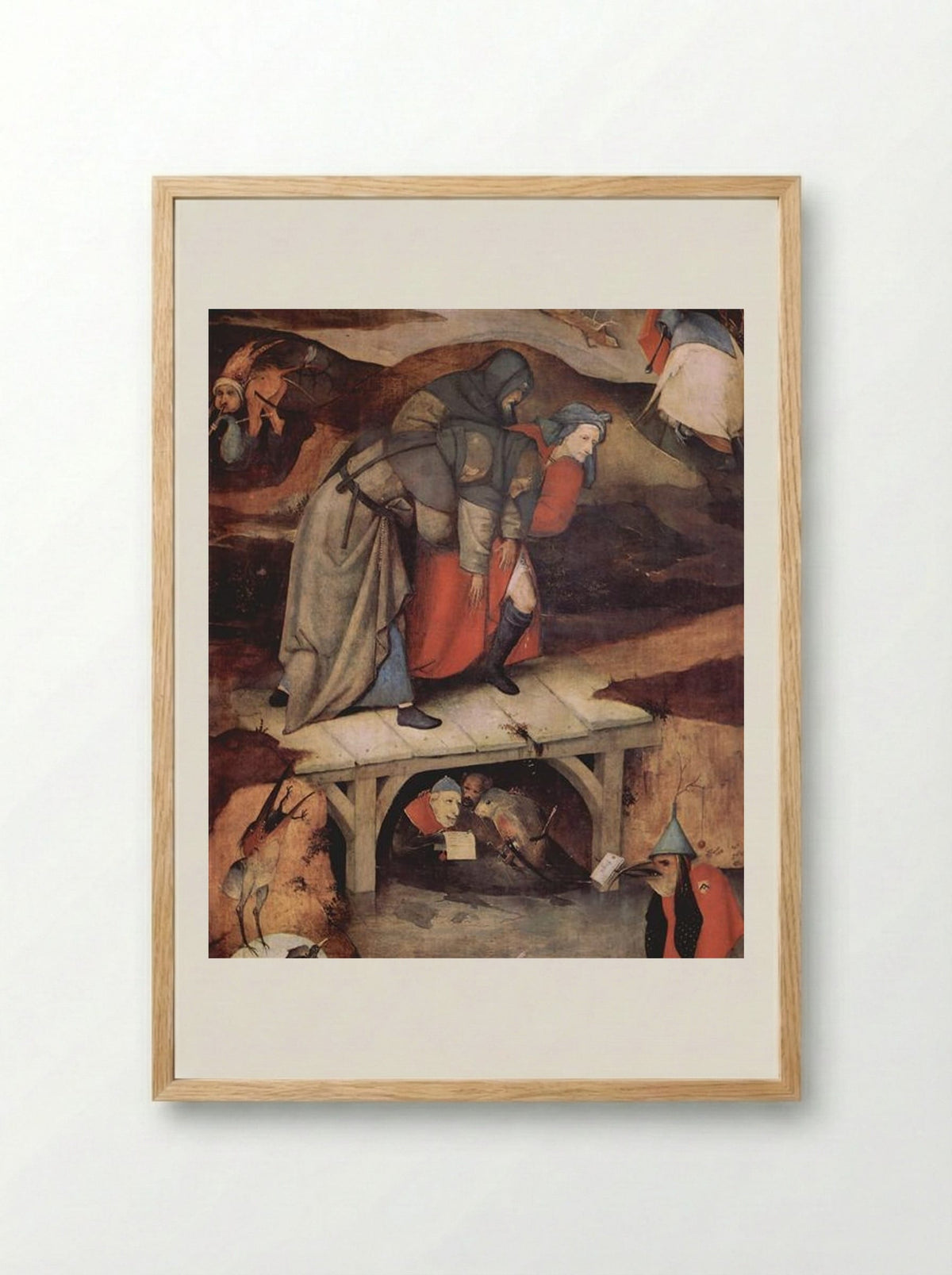 The Temptation of St. Anthony (detail) - Hieronymus Bosch - Framed Print Wood
