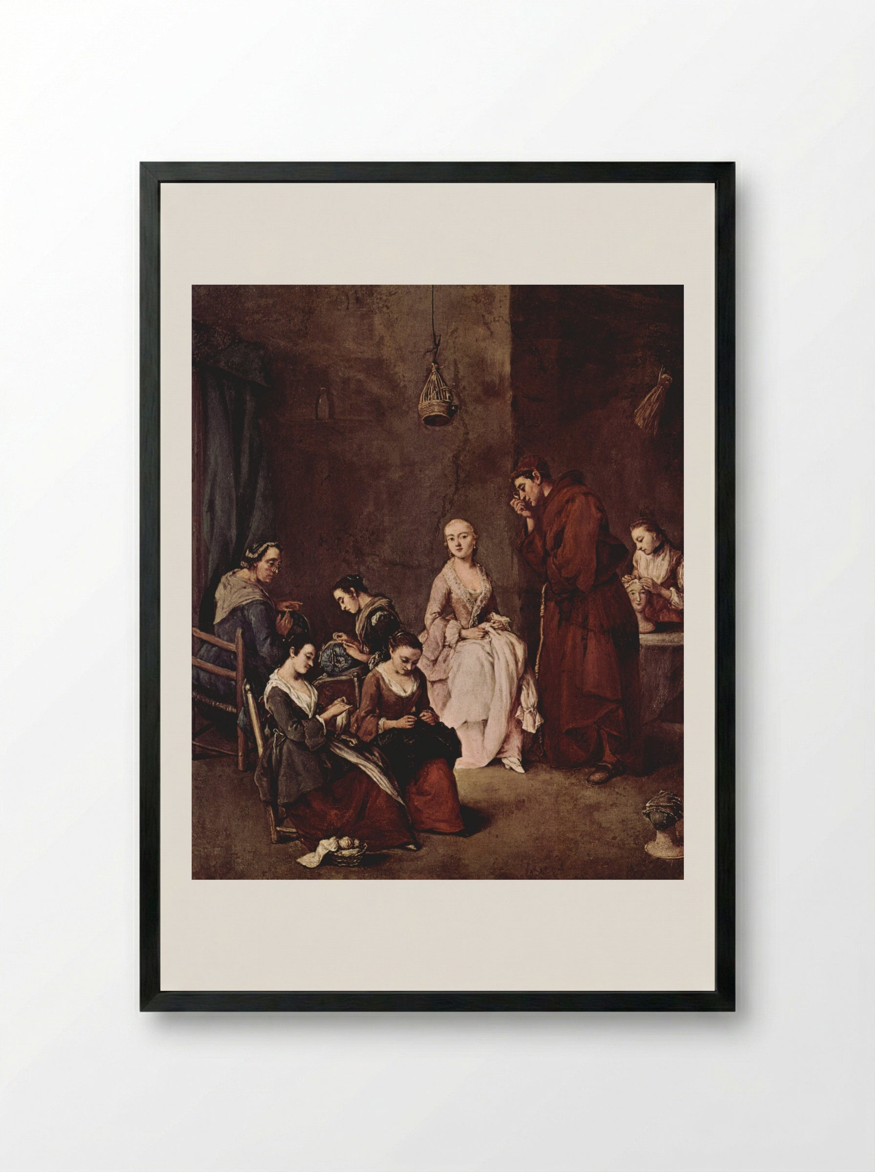 The Temptation - Pietro Longhi - Framed Print Black