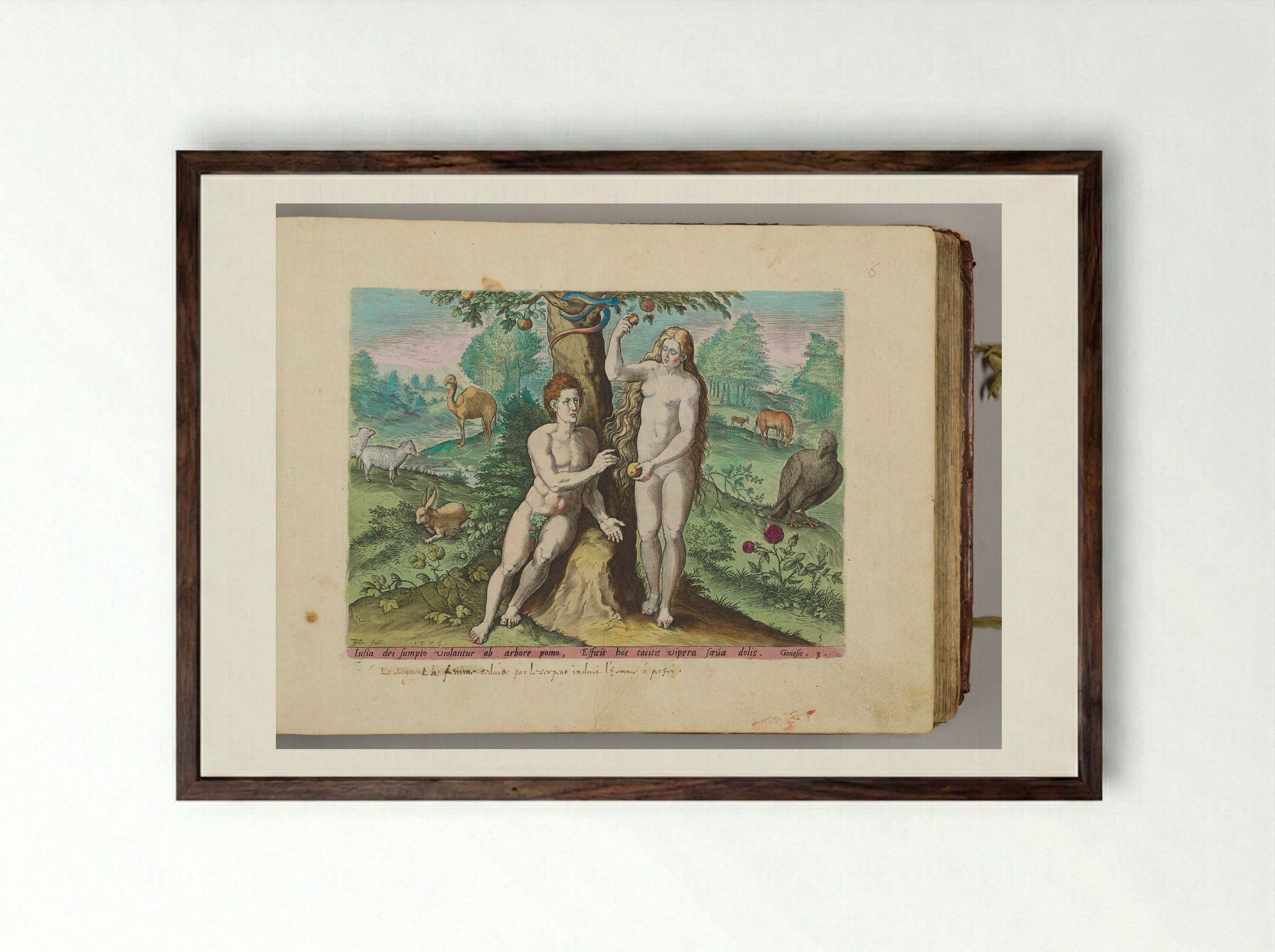 The Temptation - Johann Sadeler I - Framed Print Dark Wood