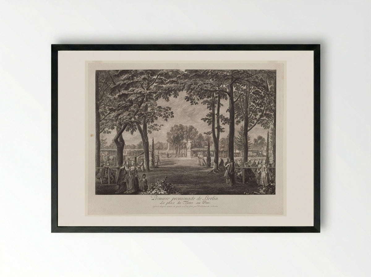 The Tents in the Berlin Zoological Garden - Daniel Nikolaus Chodowiecki - Framed Print Black