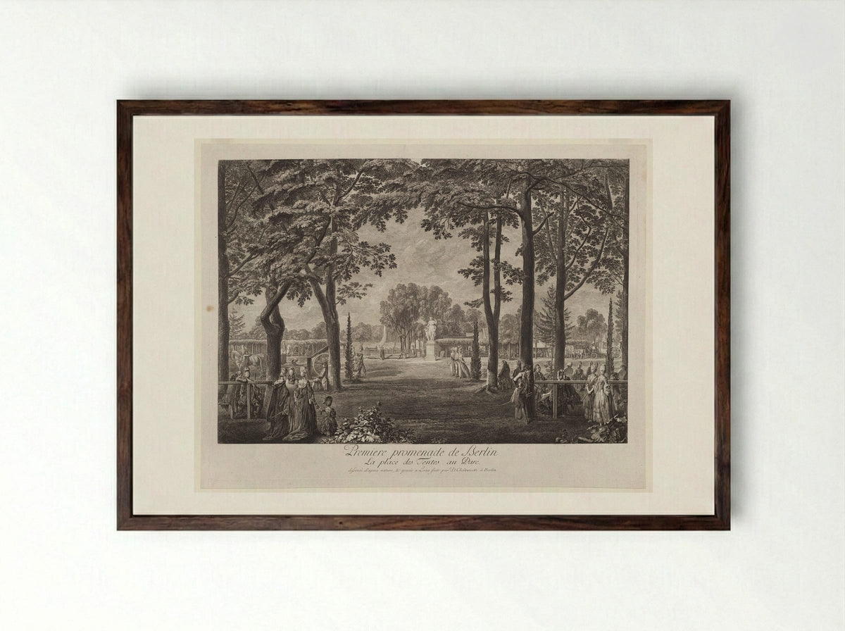 The Tents in the Berlin Zoological Garden - Daniel Nikolaus Chodowiecki - Framed Print Dark Wood