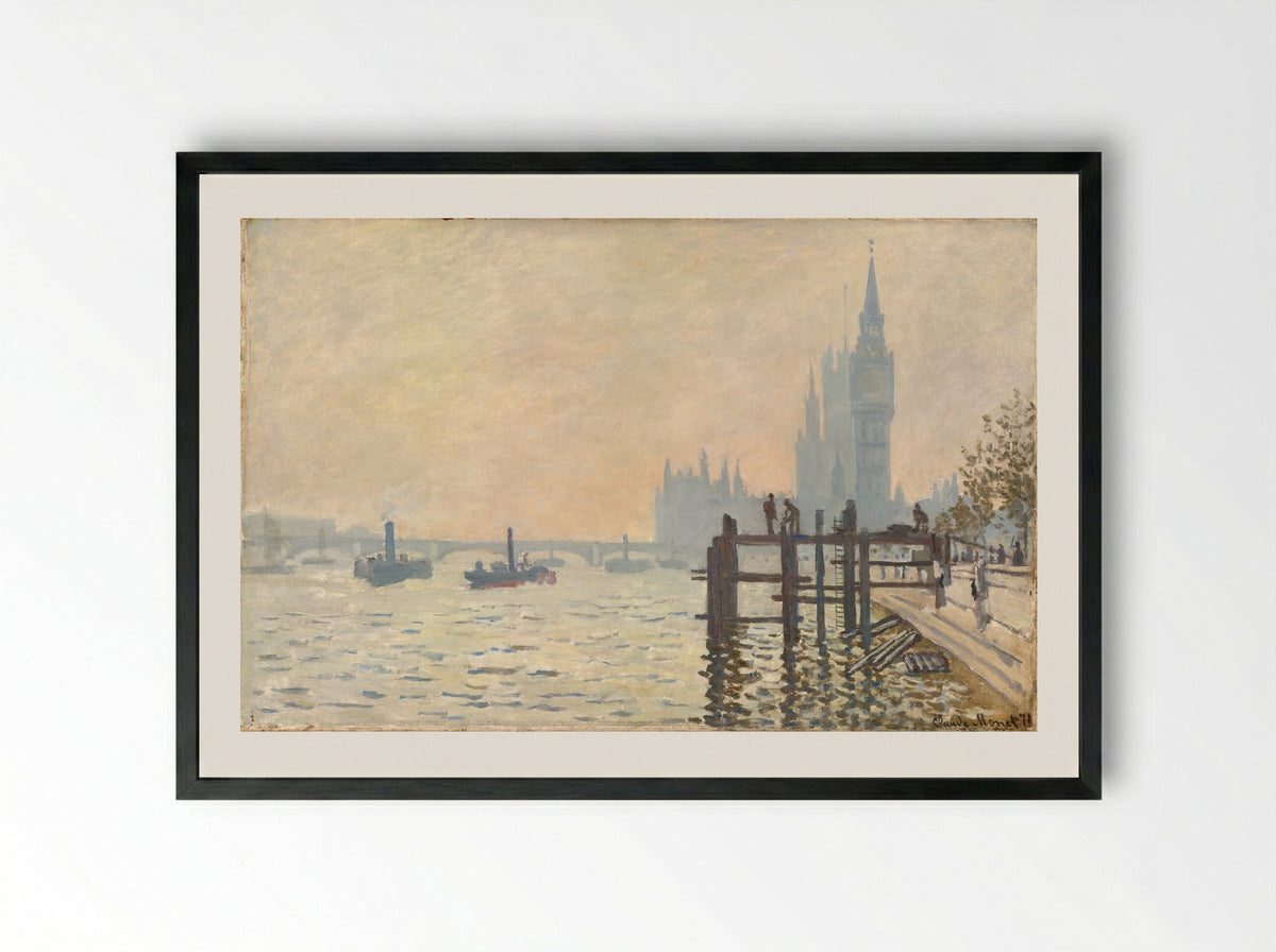 The Thames below Westminster - Claude Monet - Framed Print Black