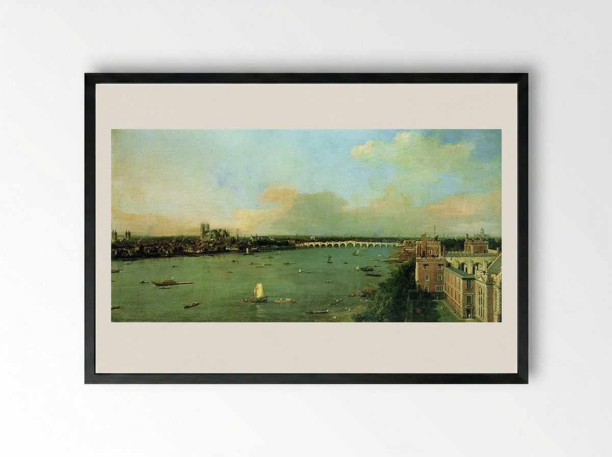 The Thames with St. Paul's Cathedral - Canaletto - Framed Print Black