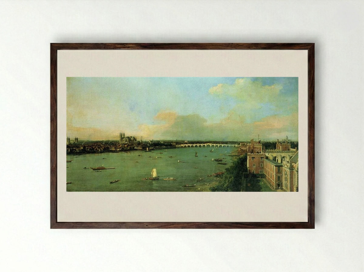 The Thames with St. Paul's Cathedral - Canaletto - Framed Print Dark Wood