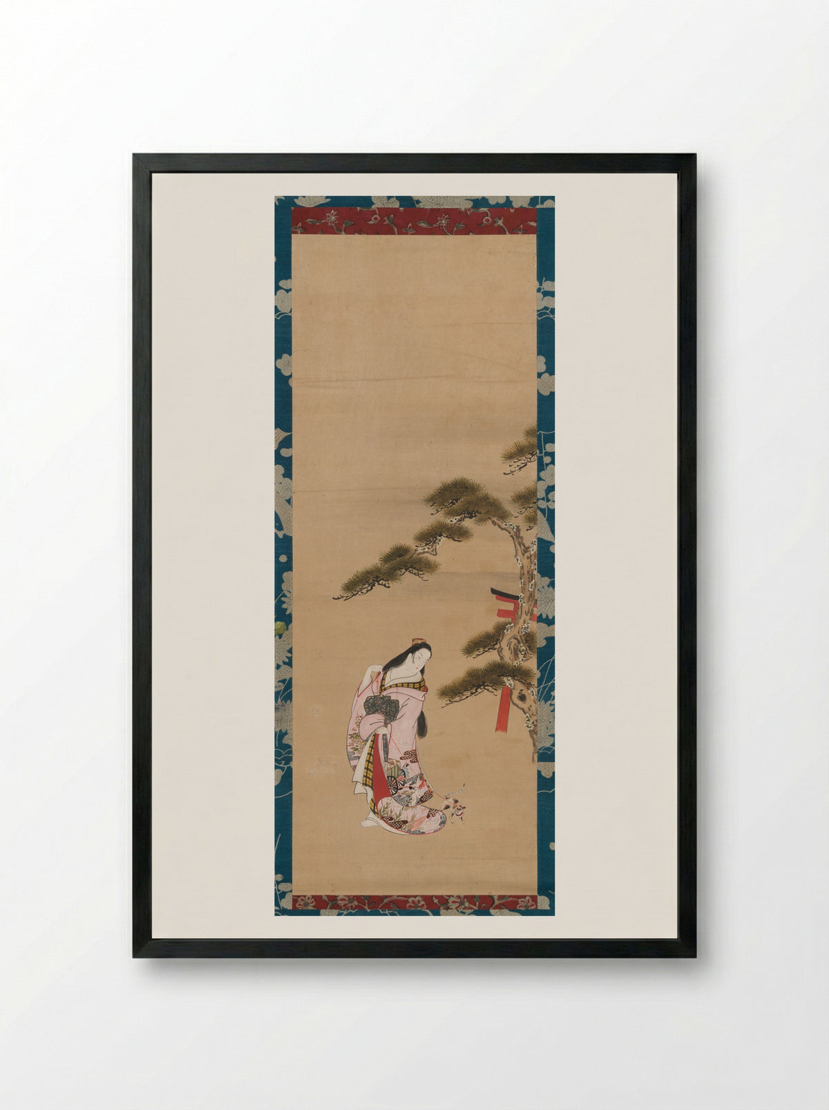 The Third Princess and a Cat - Matsuno Chikanobu - Framed Print Black