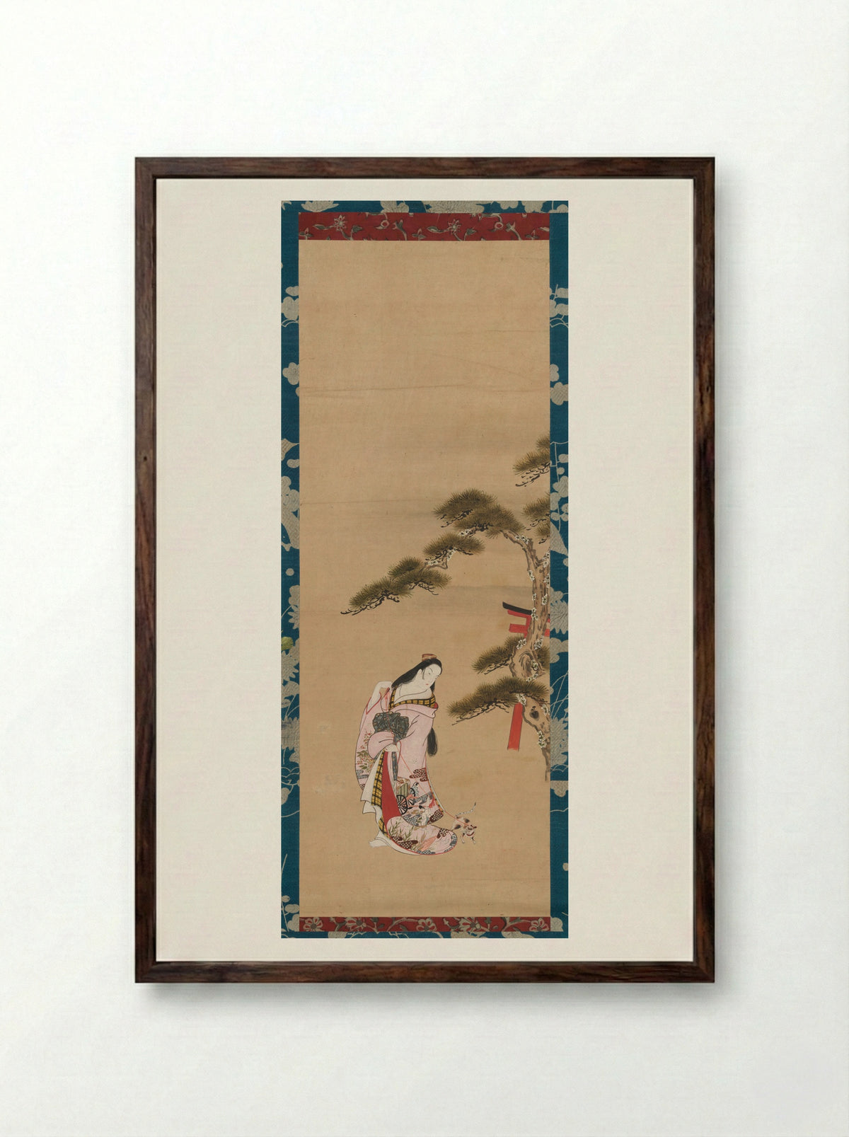 The Third Princess and a Cat - Matsuno Chikanobu - Framed Print Dark Wood
