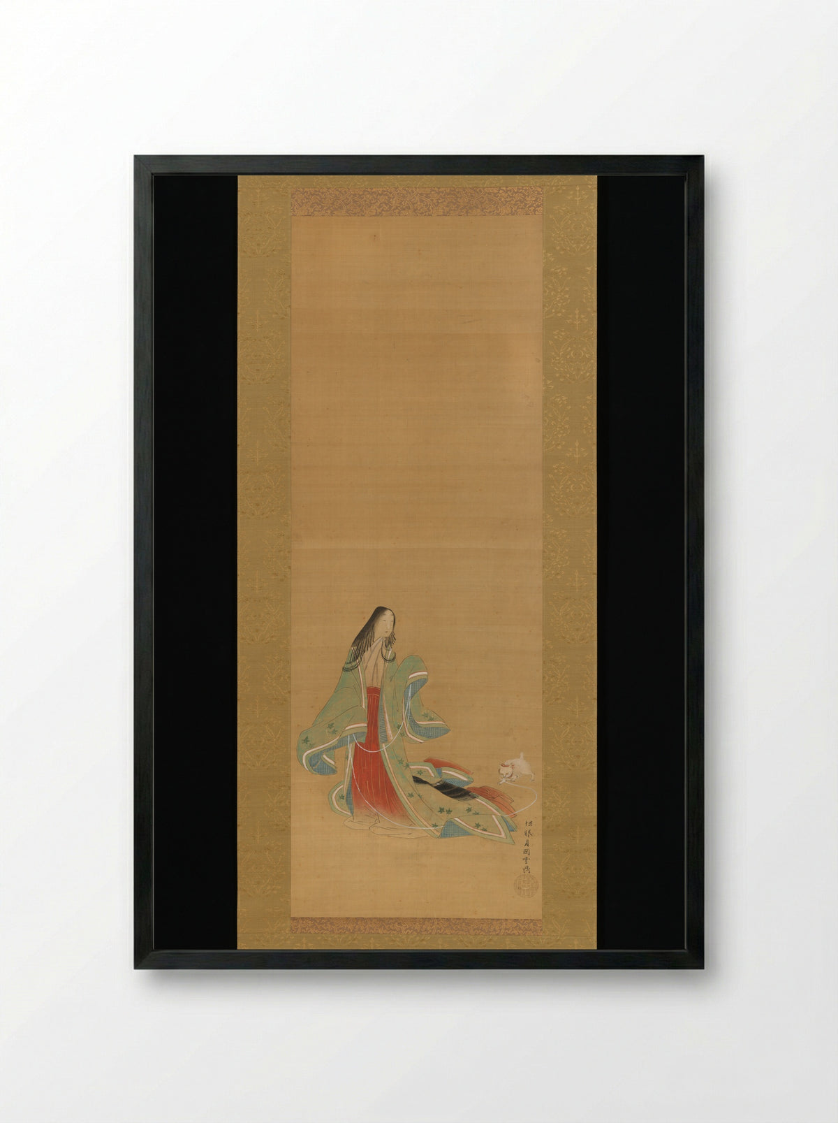 The Third Princess with her Cat - Tsukioka Settei - Framed Print Black