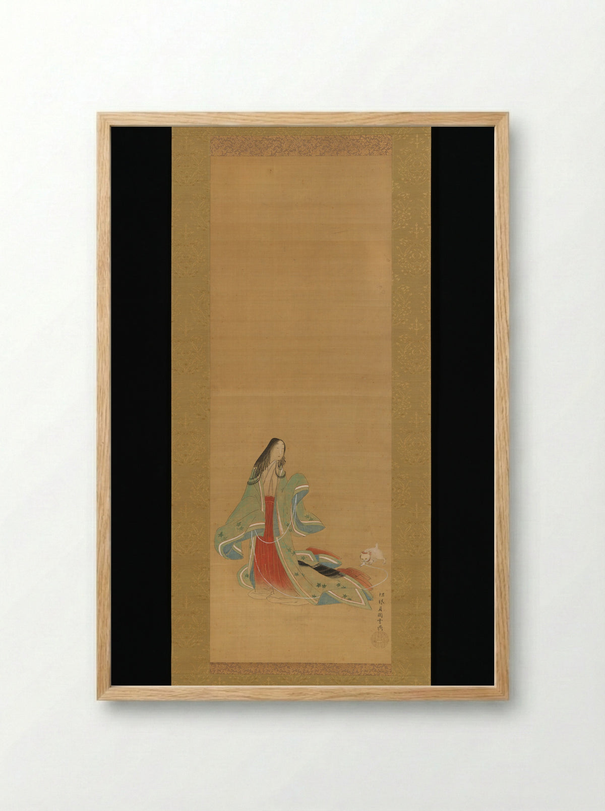 The Third Princess with her Cat - Tsukioka Settei - Framed Print Wood