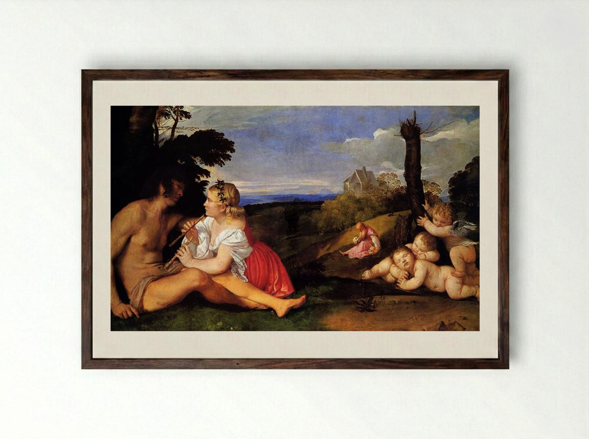 The Three Ages of Man - Titian - Framed Print Dark Wood