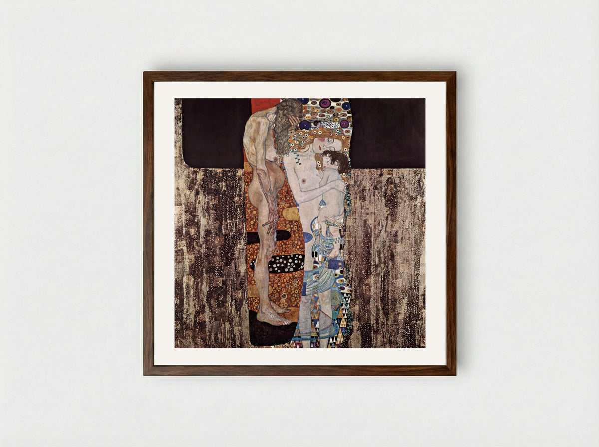 The Three Ages of Woman - Gustav Klimt - Framed Print Dark Wood