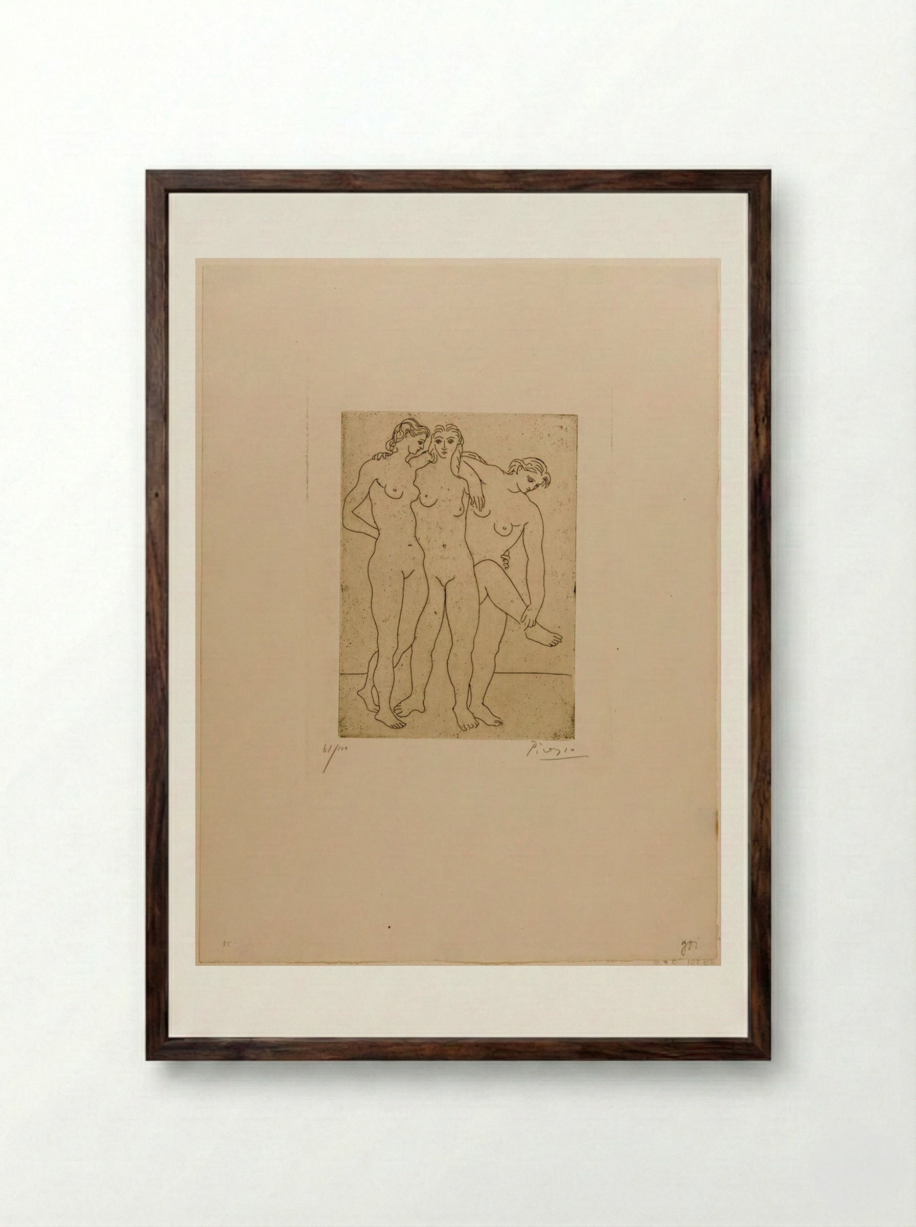 The Three Bathers, III - Pablo Picasso - Framed Print Dark Wood