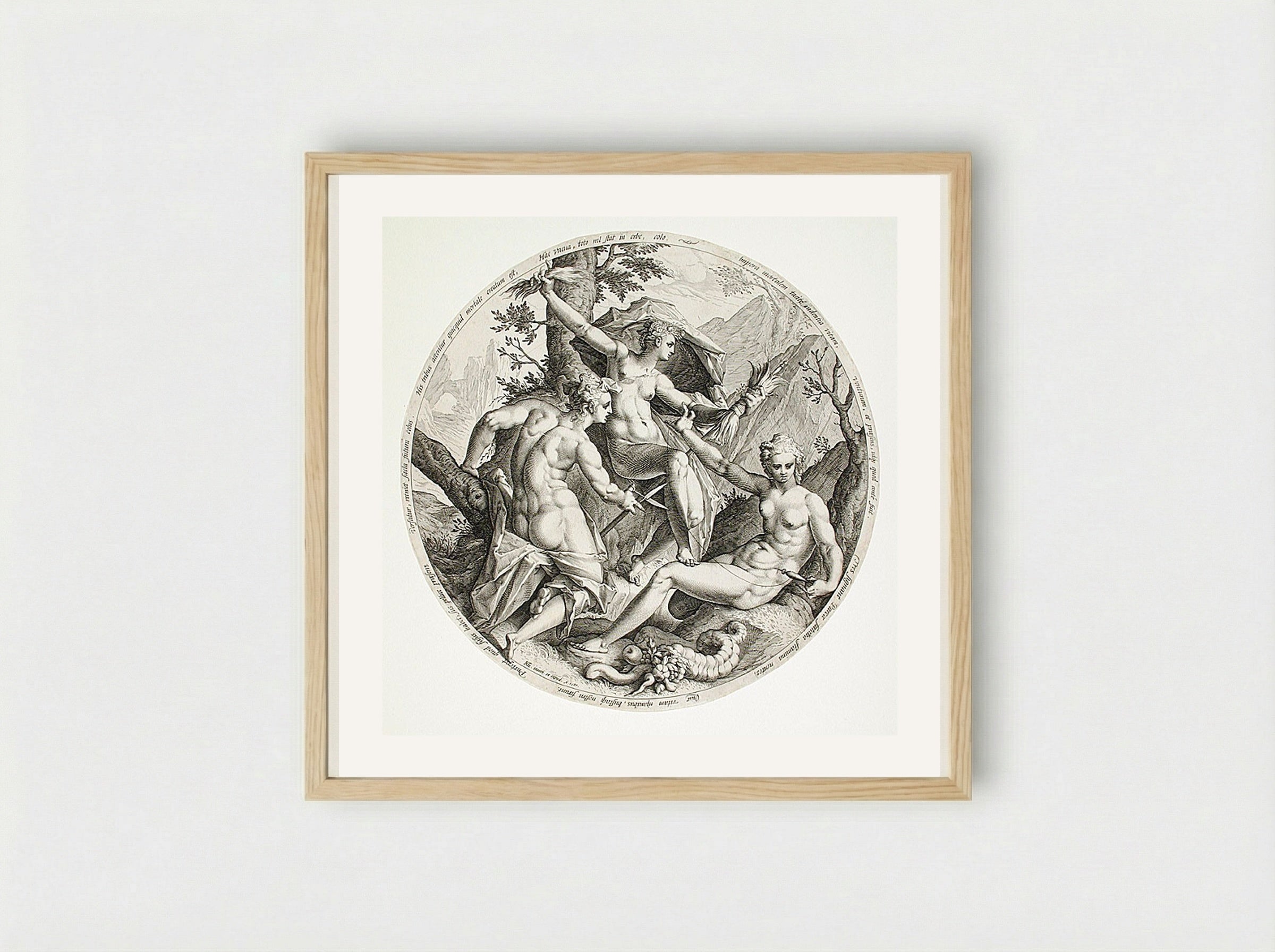 The Three Fates - Jacob Matham - Framed Print Wood
