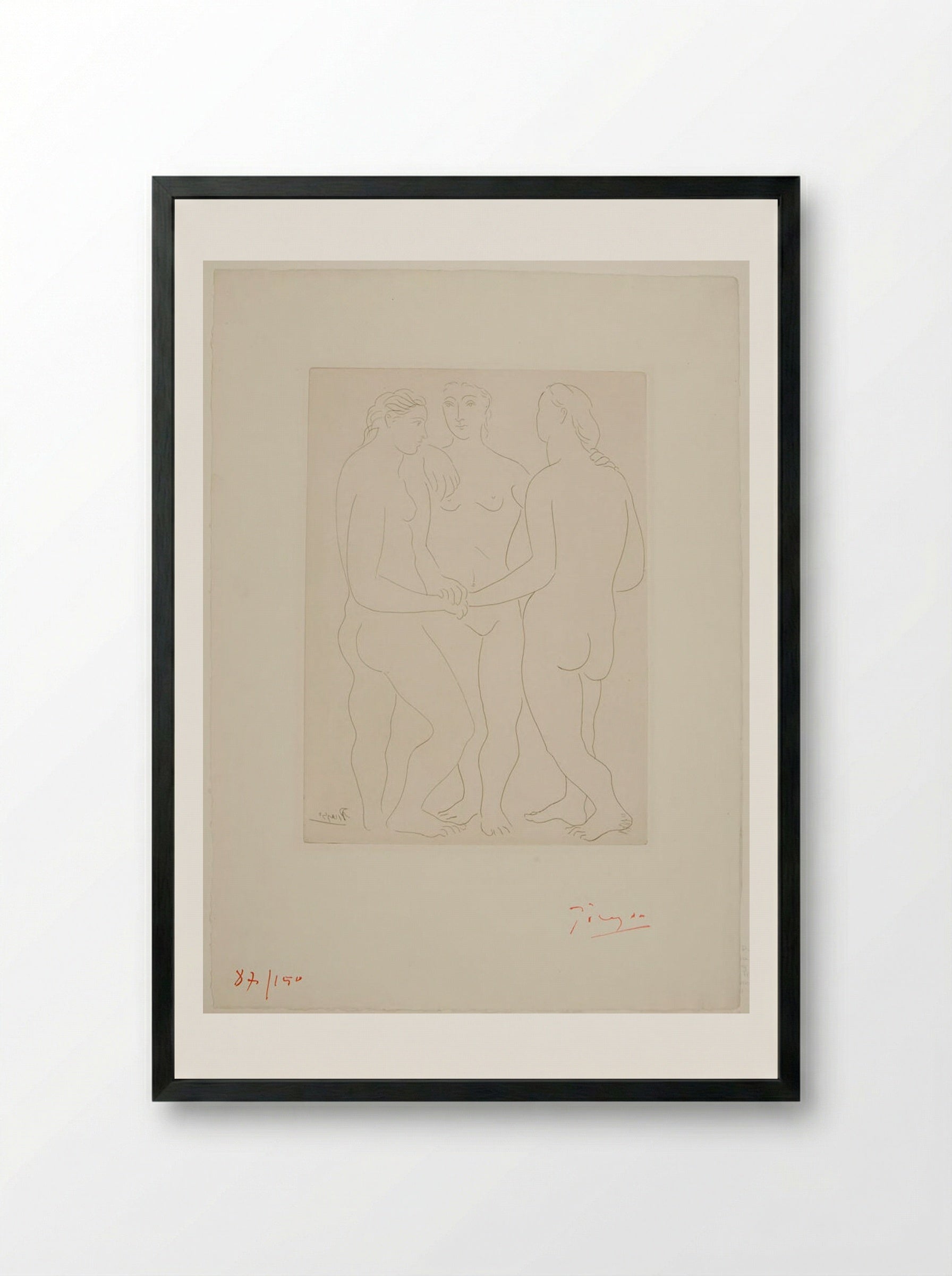 The Three Friends - Pablo Picasso - Framed Print Black