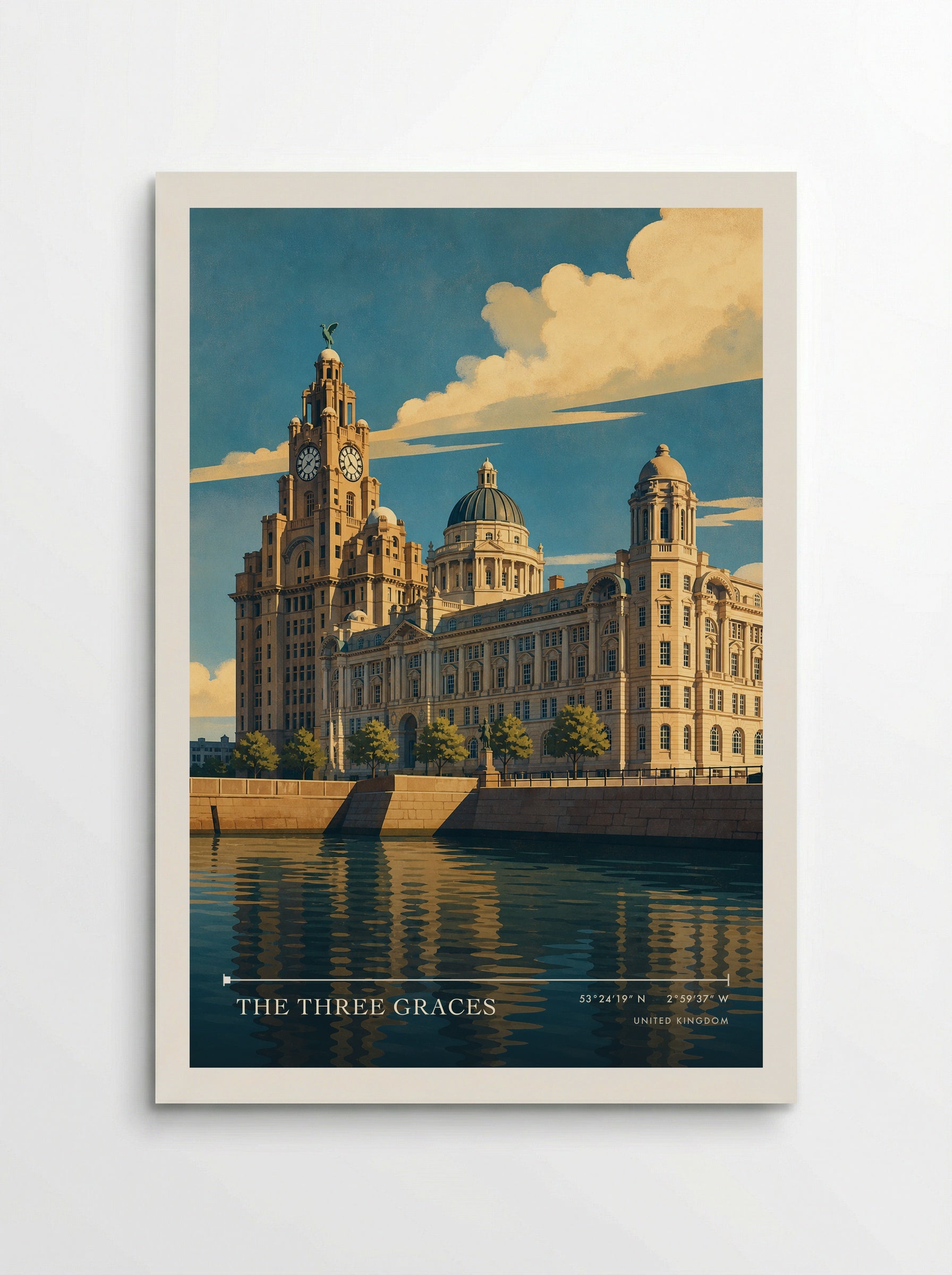 The Three Graces United Kingdom Travel Poster - Poster