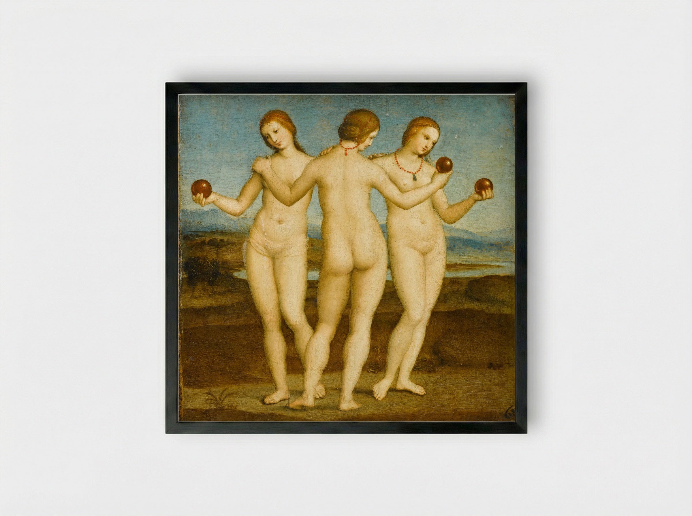 The Three Graces - Raphael - Framed Print Black
