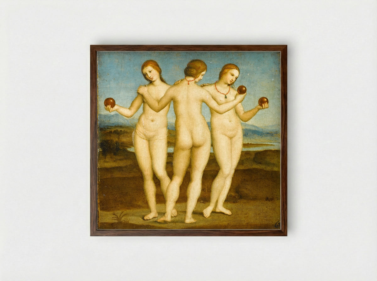 The Three Graces - Raphael - Framed Print Dark Wood