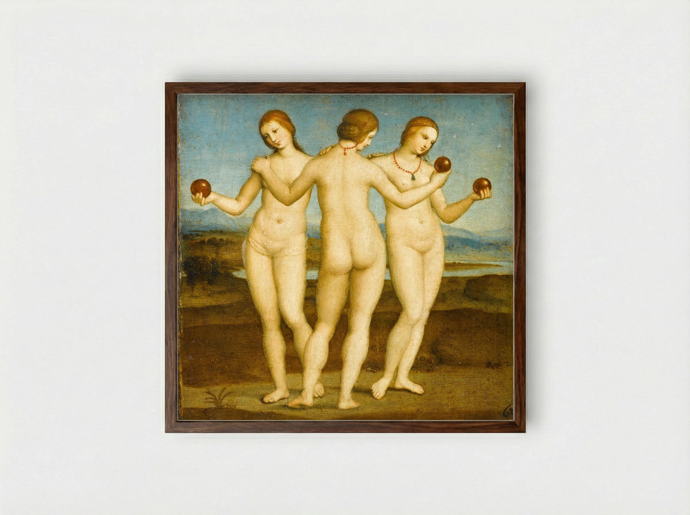 The Three Graces - Raphael - Framed Print Dark Wood