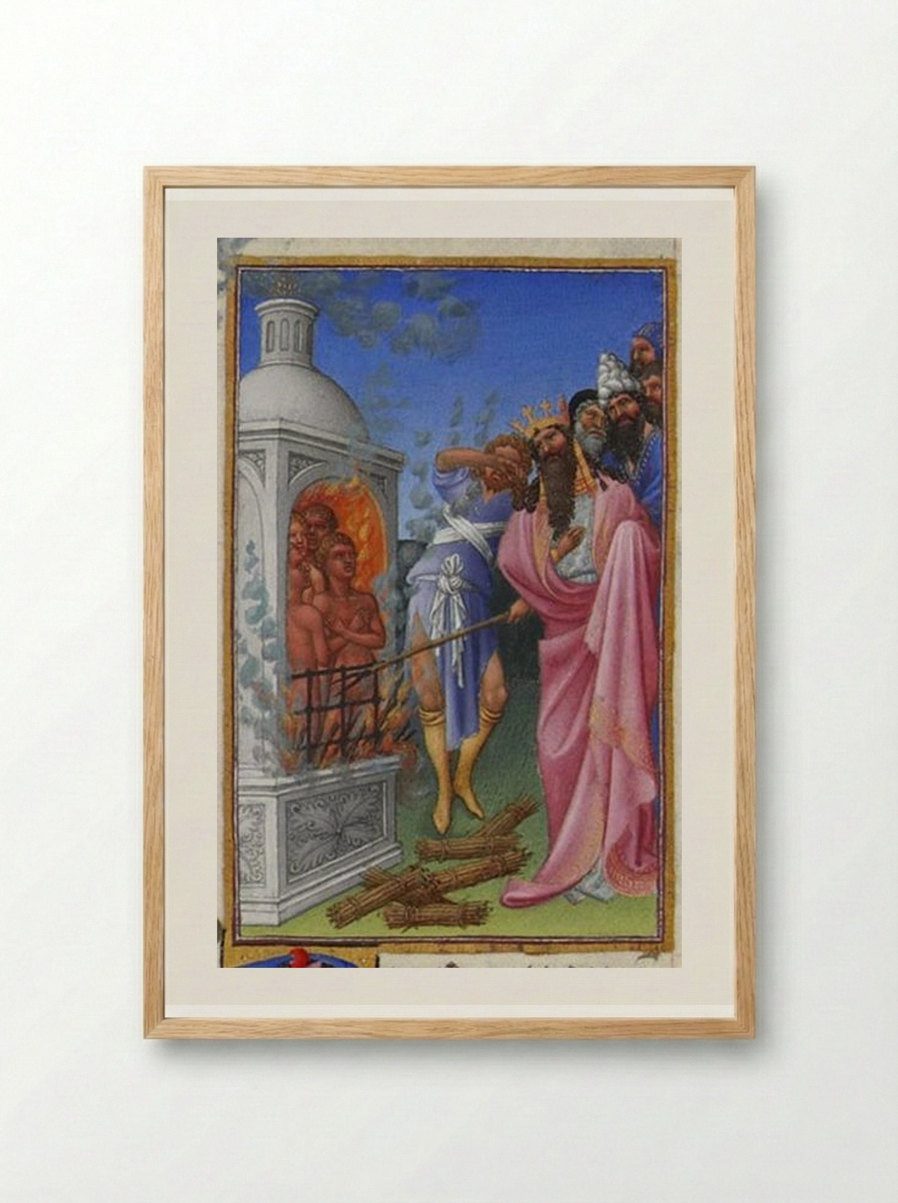 The Three Hebrews Cast into the Fiery Furnace - Limbourg brothers - Framed Print Wood