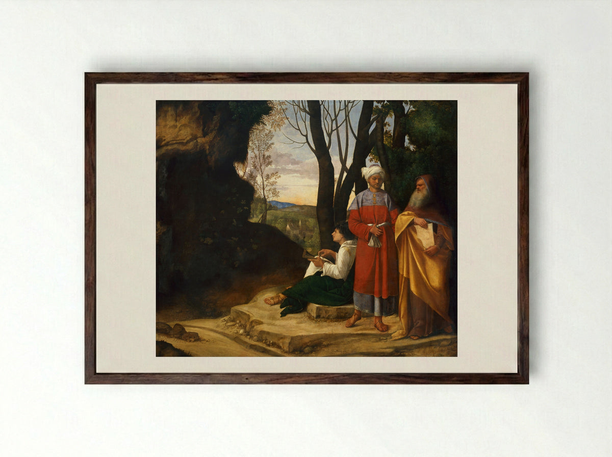 The Three Philosophers - Giorgione - Framed Print Dark Wood
