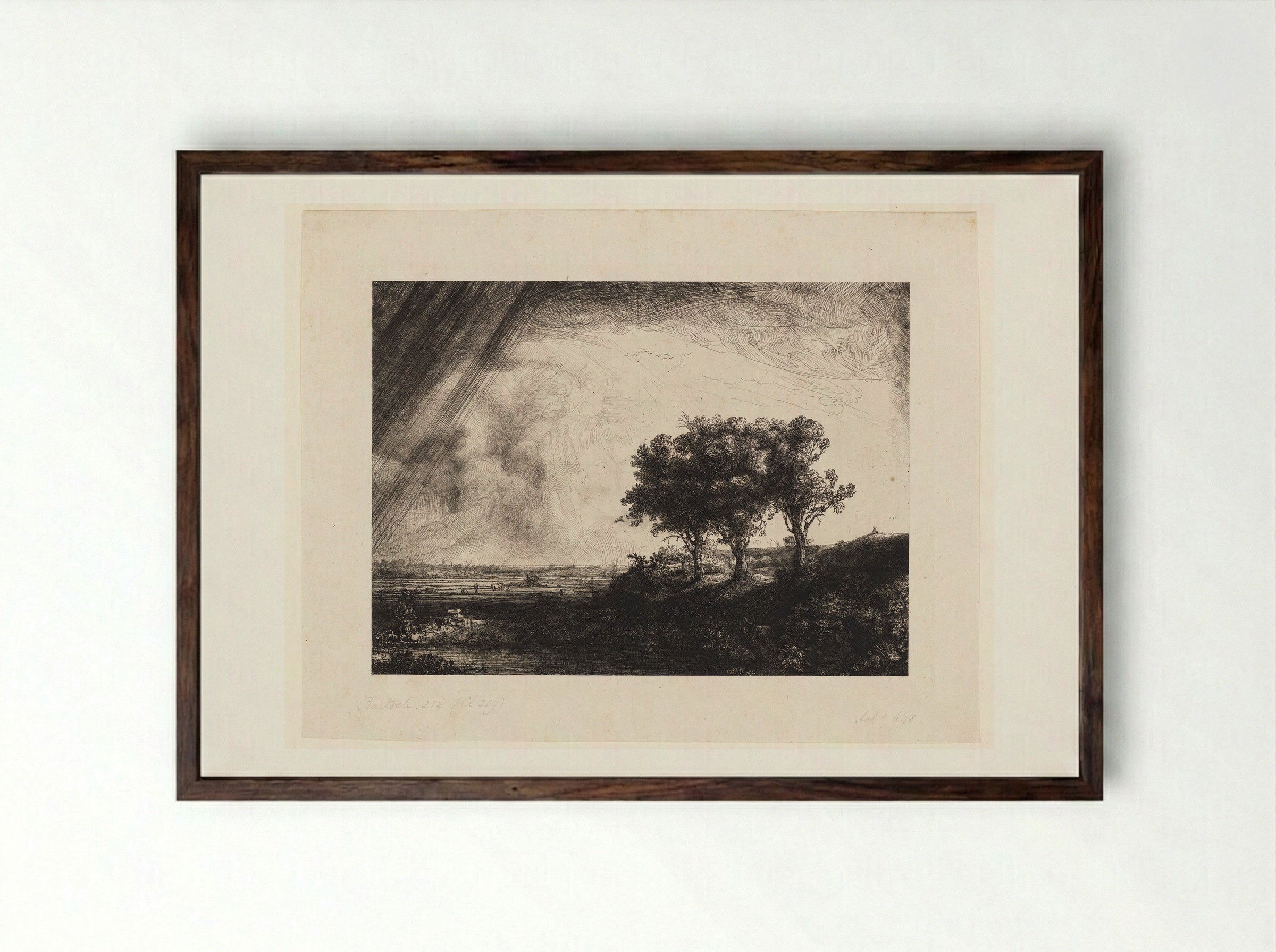 The Three Trees - Rembrandt Harmensz. van Rijn - Framed Print Dark Wood