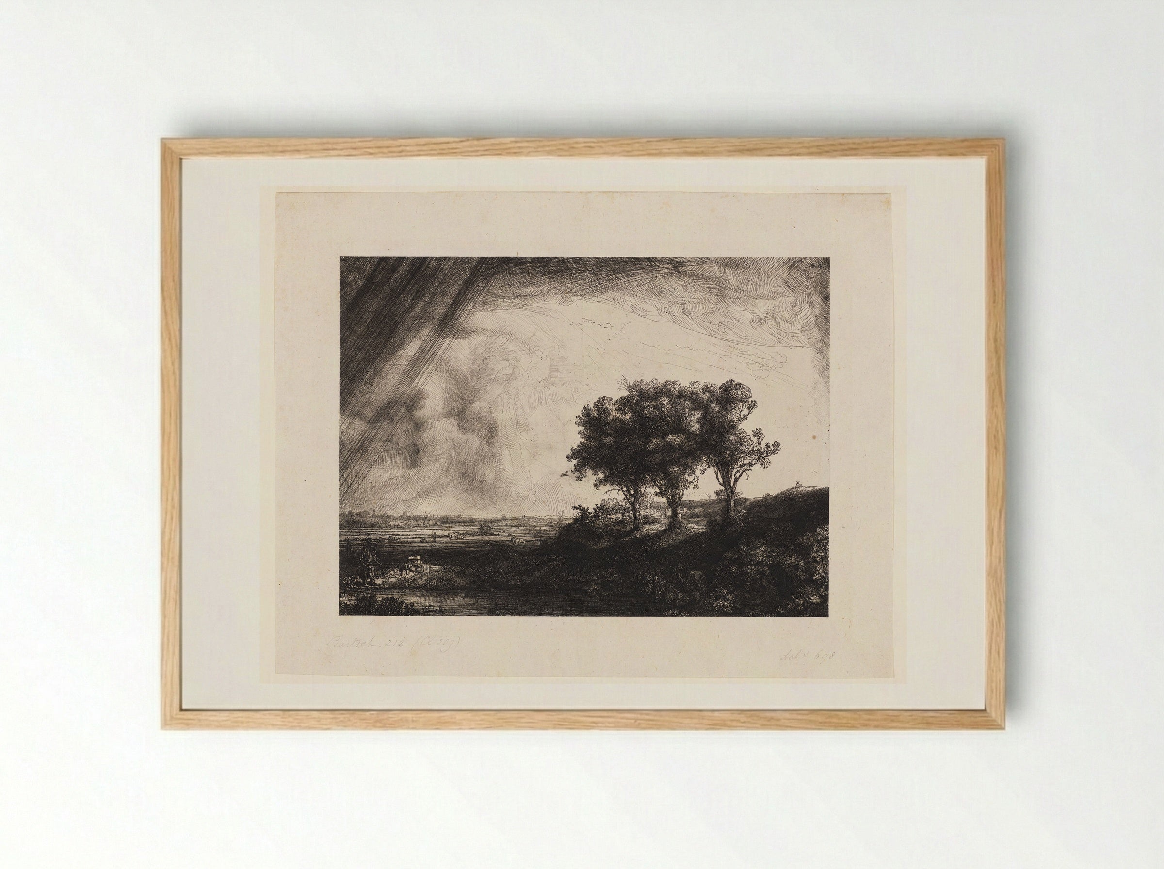 The Three Trees - Rembrandt Harmensz. van Rijn - Framed Print Wood